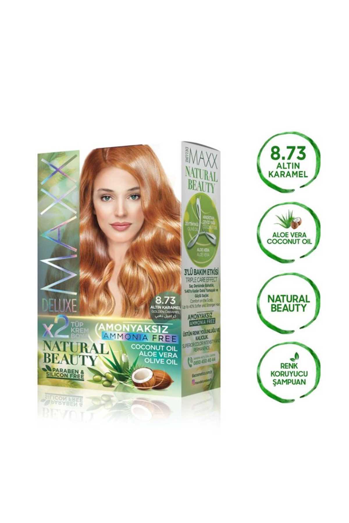 Natural Beauty Amonyaksız Saç Boyası 8.73 Altın Karamel - Lisinya