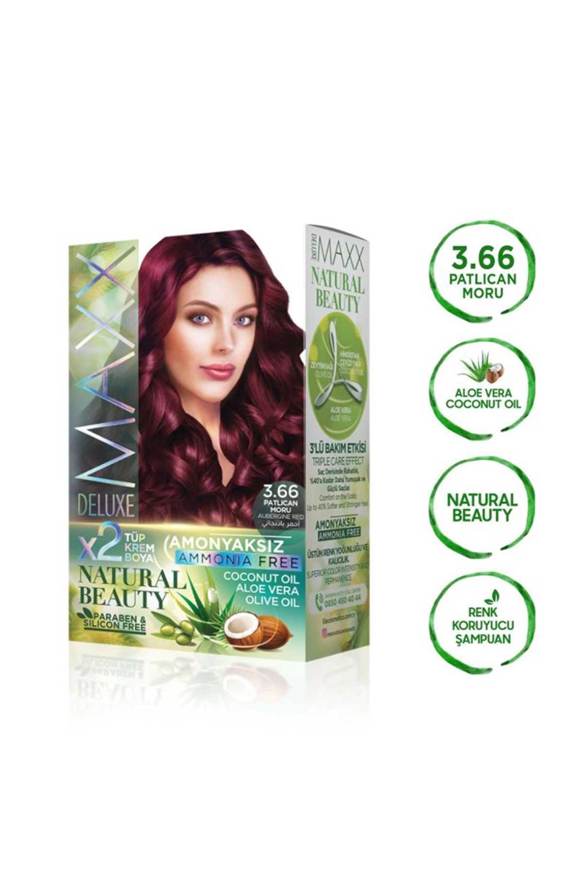 Natural Beauty Amonyaksız Saç Boyası 3.66 Patlıcan Moru - Lisinya