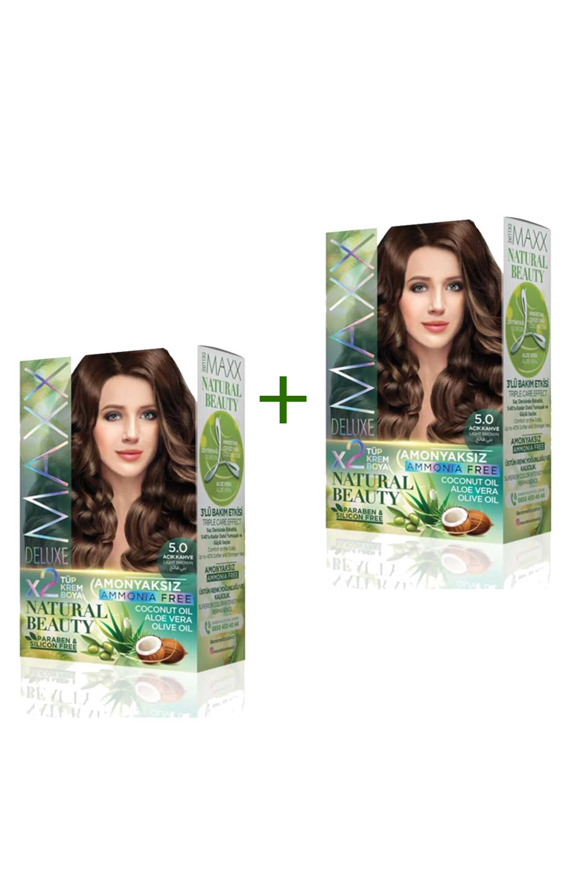 2 Paket Natural Beauty Amonyaksız Saç Boyası 5.0 Açık Kahve - Lisinya