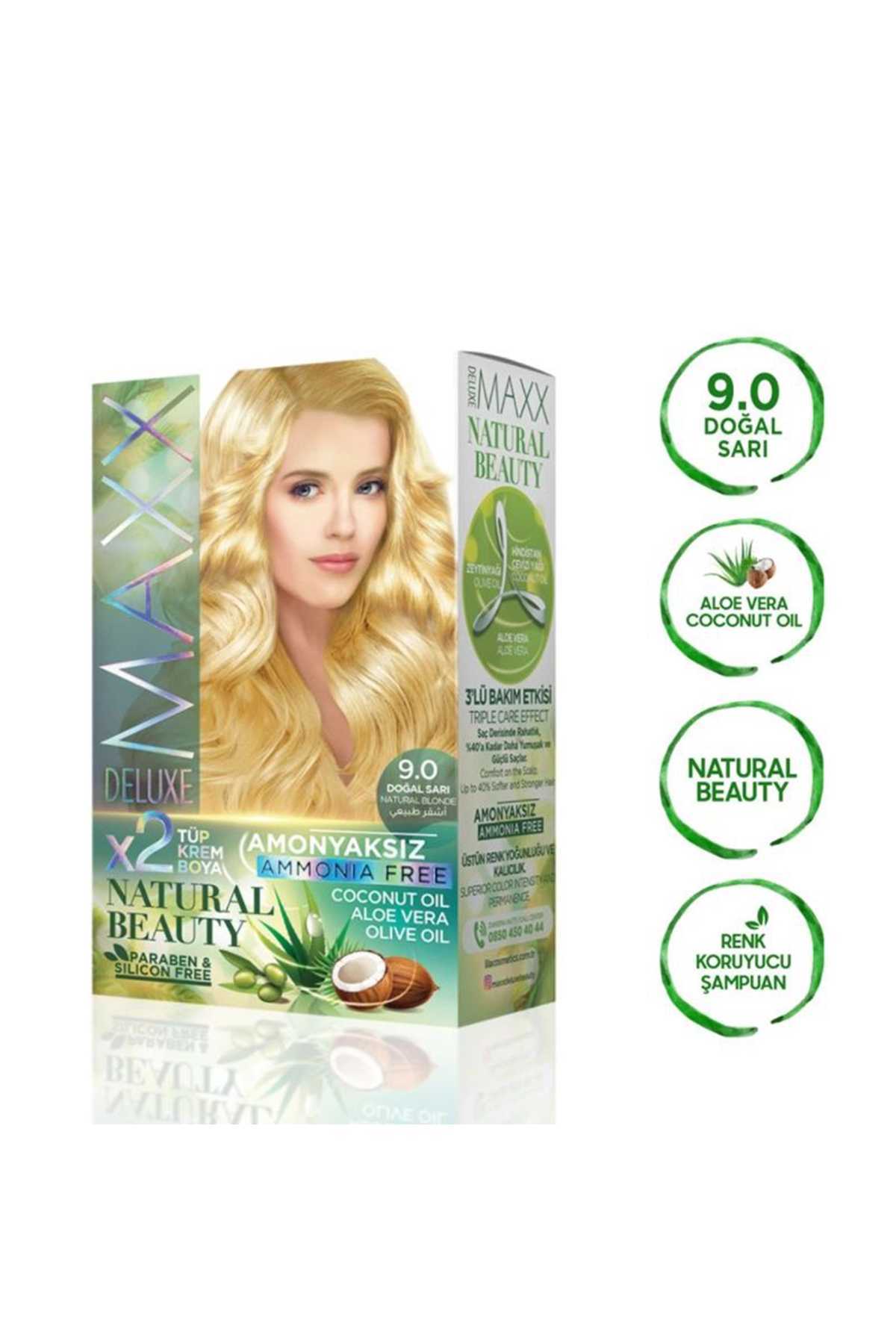 2 Paket Natural Beauty Amonyaksız Saç Boyası 9.0 Doğal Sarı - Lisinya