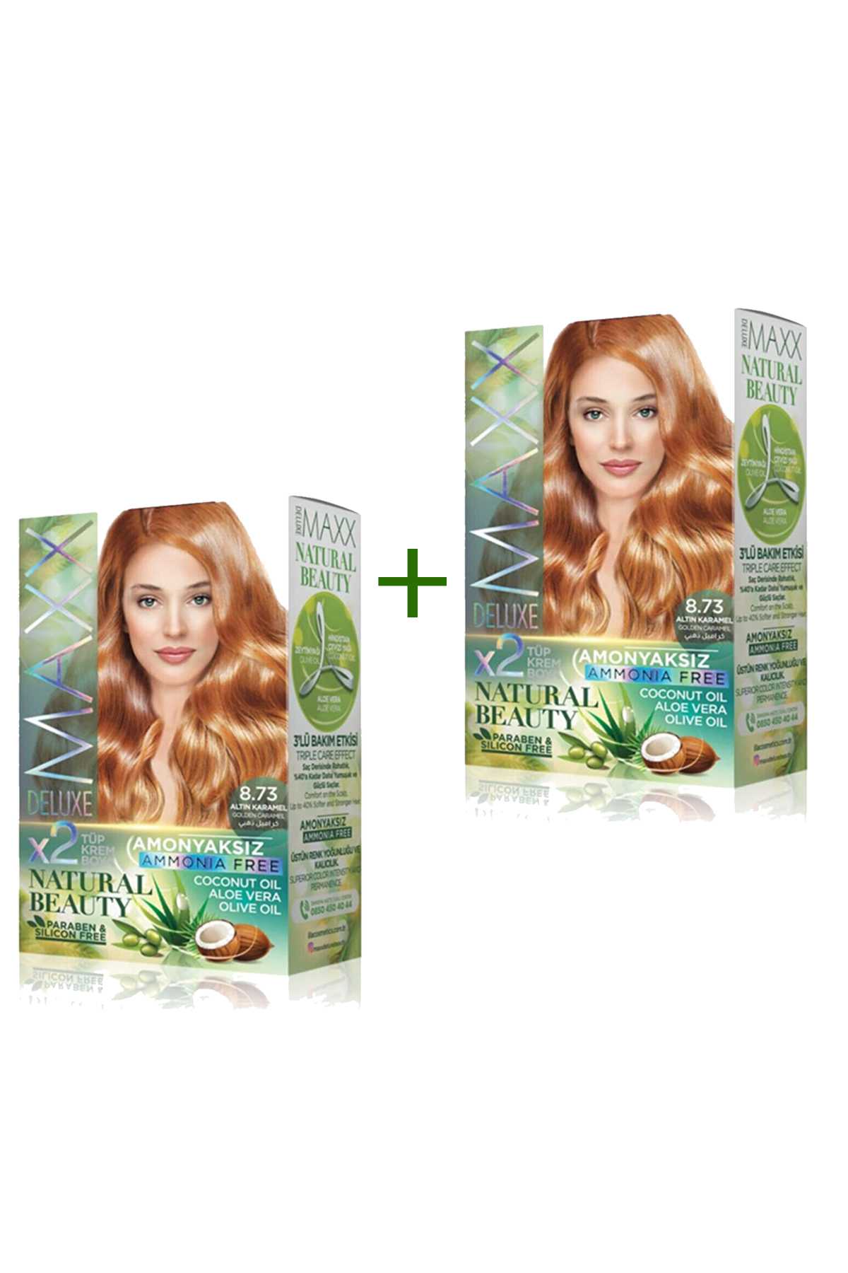 2 Paket Natural Beauty Amonyaksız Saç Boyası 8.73 Altın Karamel - Lisinya