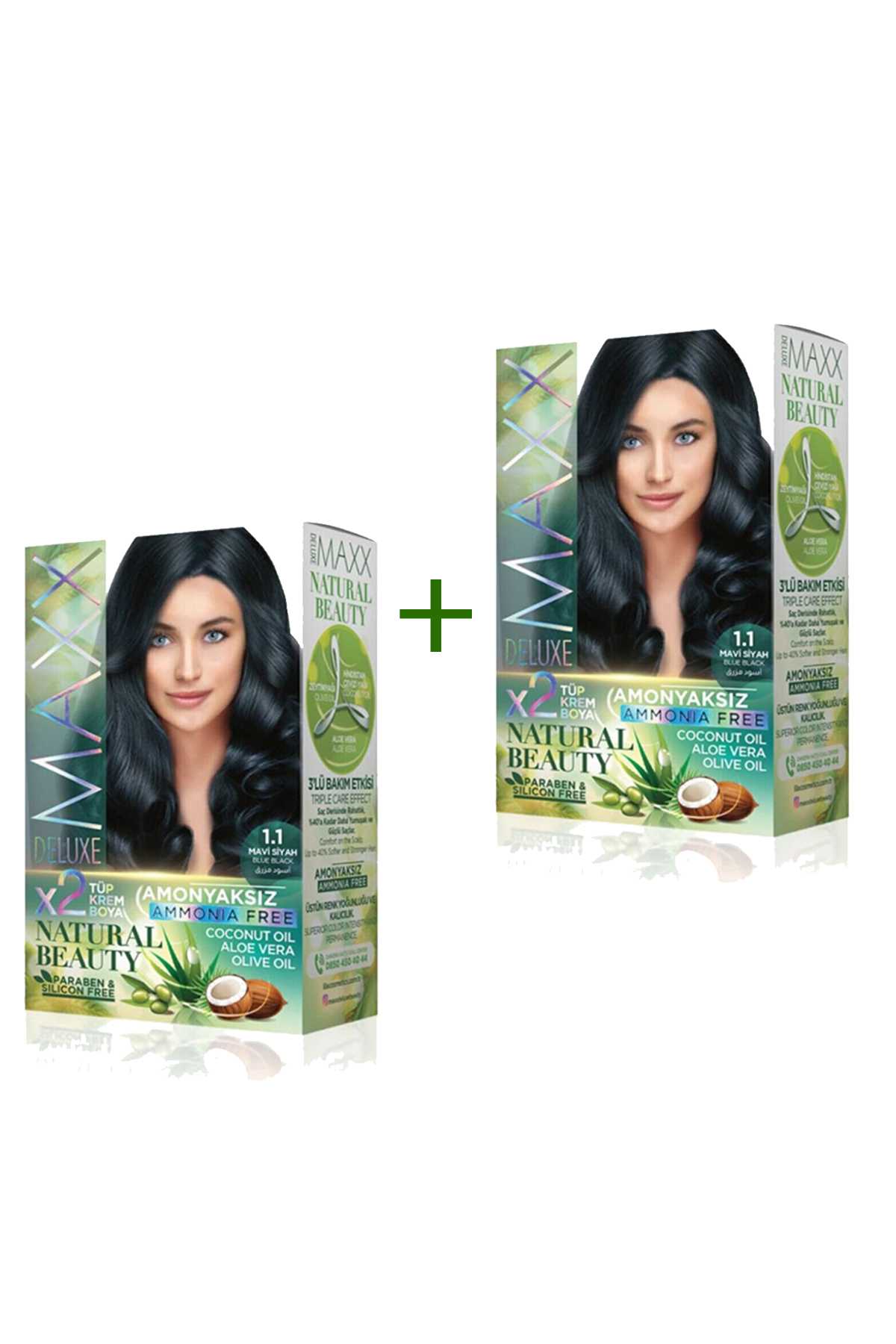 2 Paket Natural Beauty Amonyaksız Saç Boyası 1.1 Mavi Siyah - Lisinya