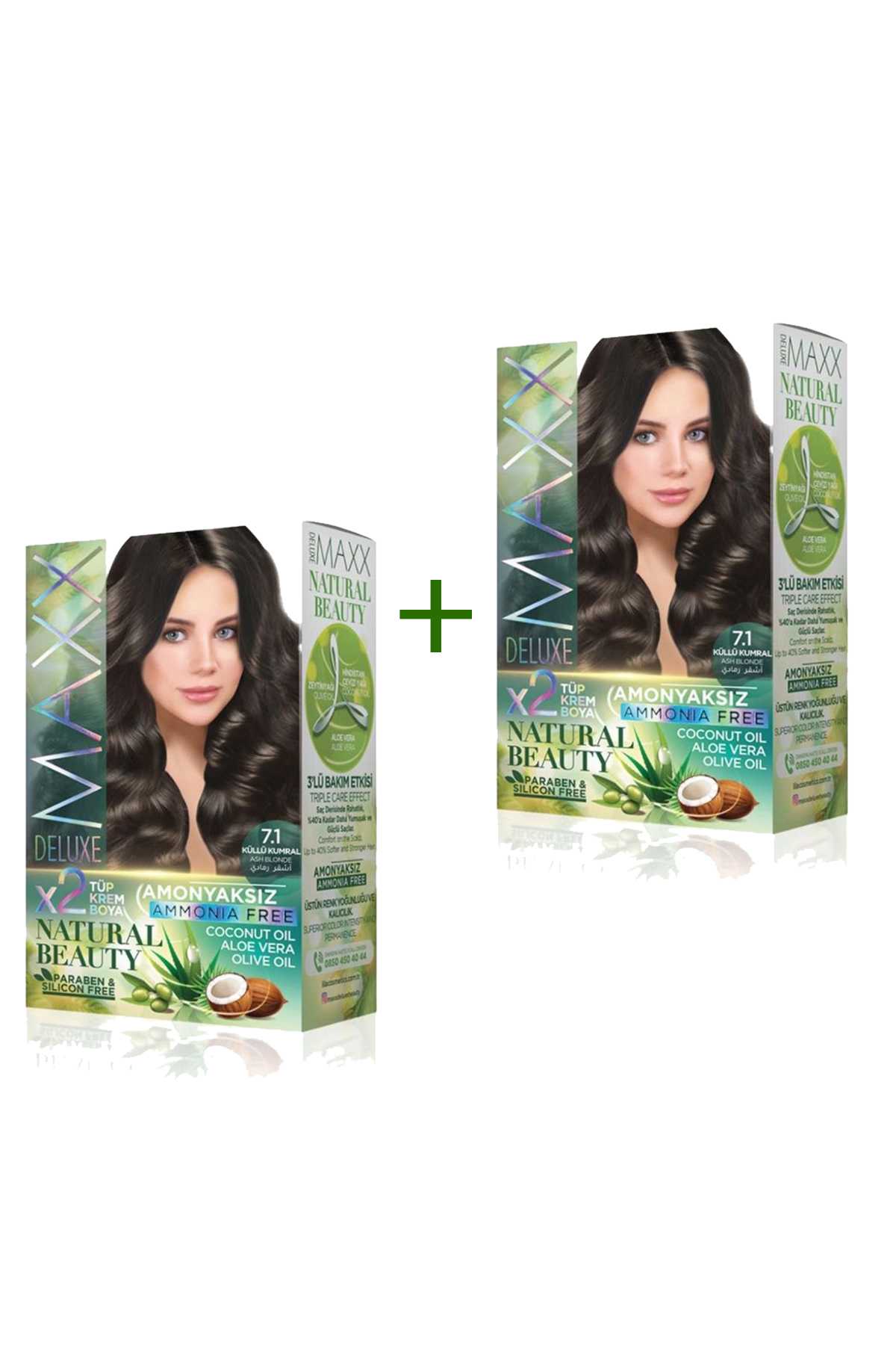 2 Paket Natural Beauty Amonyaksız Saç Boyası 7.1 Küllü Kumral - Lisinya