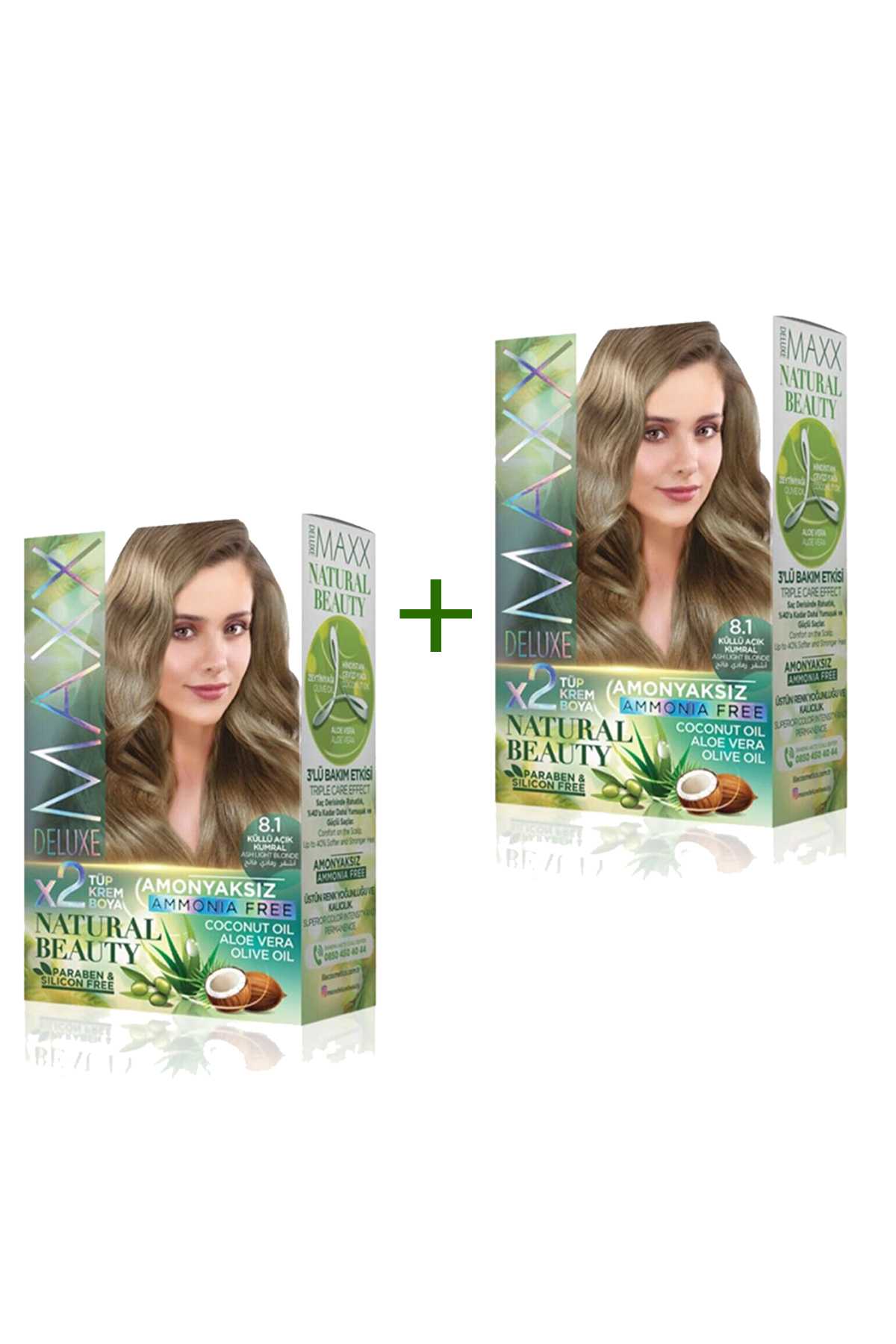 2 Paket Natural Beauty Amonyaksız Saç Boyası 8.1 Küllü Açık Kumral - Lisinya