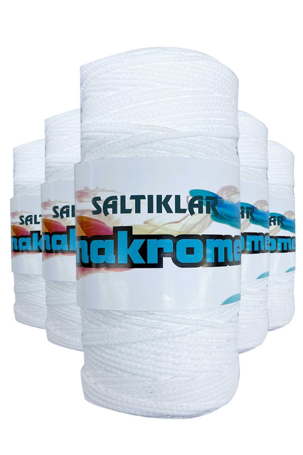 5 Adet Polyester Makrome İpi 10 Kar Beyaz 100 gr - Lisinya