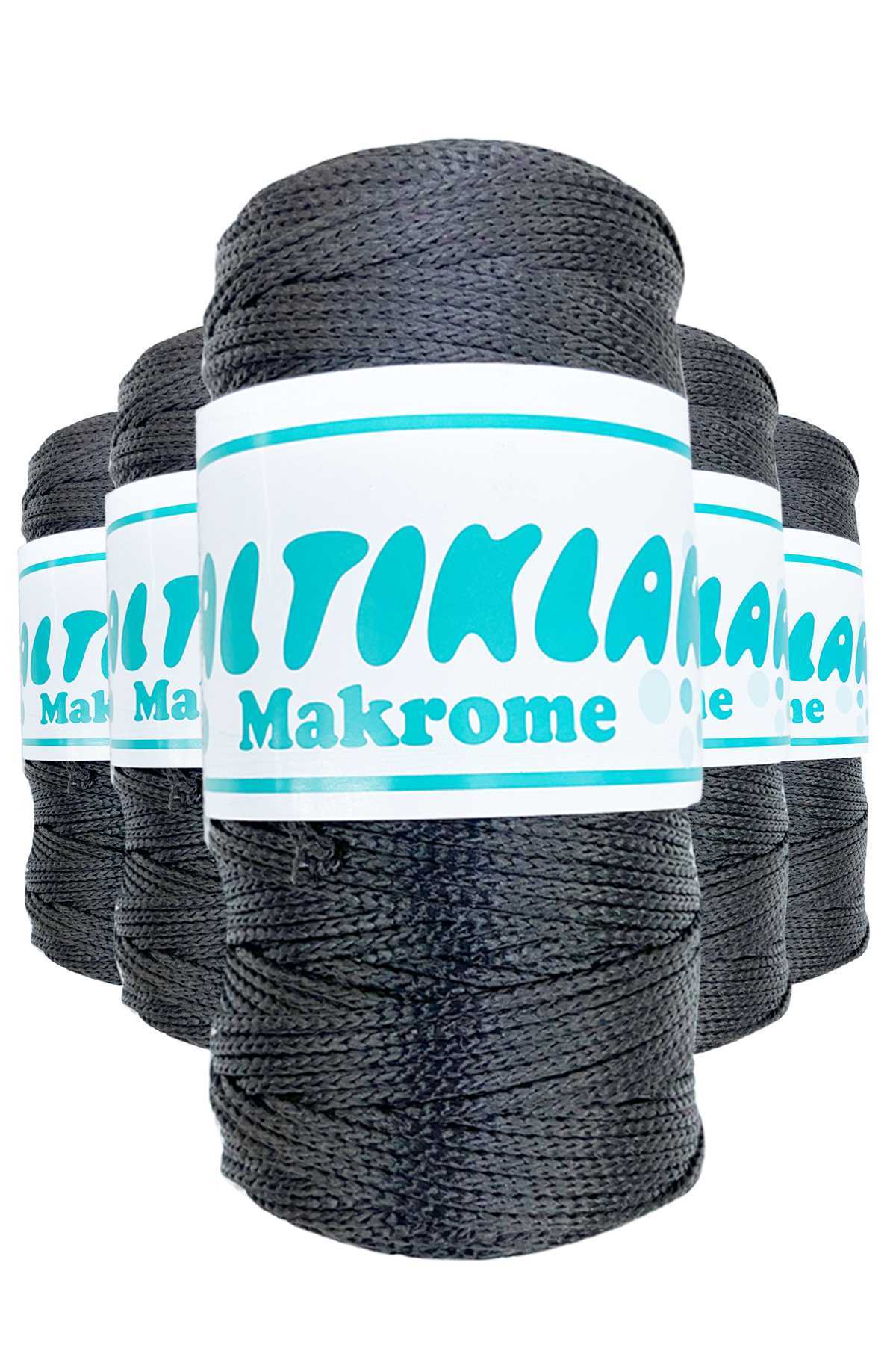 5 Adet Polyester Makrome İpi 68 Füme Gri 100 gr - Lisinya