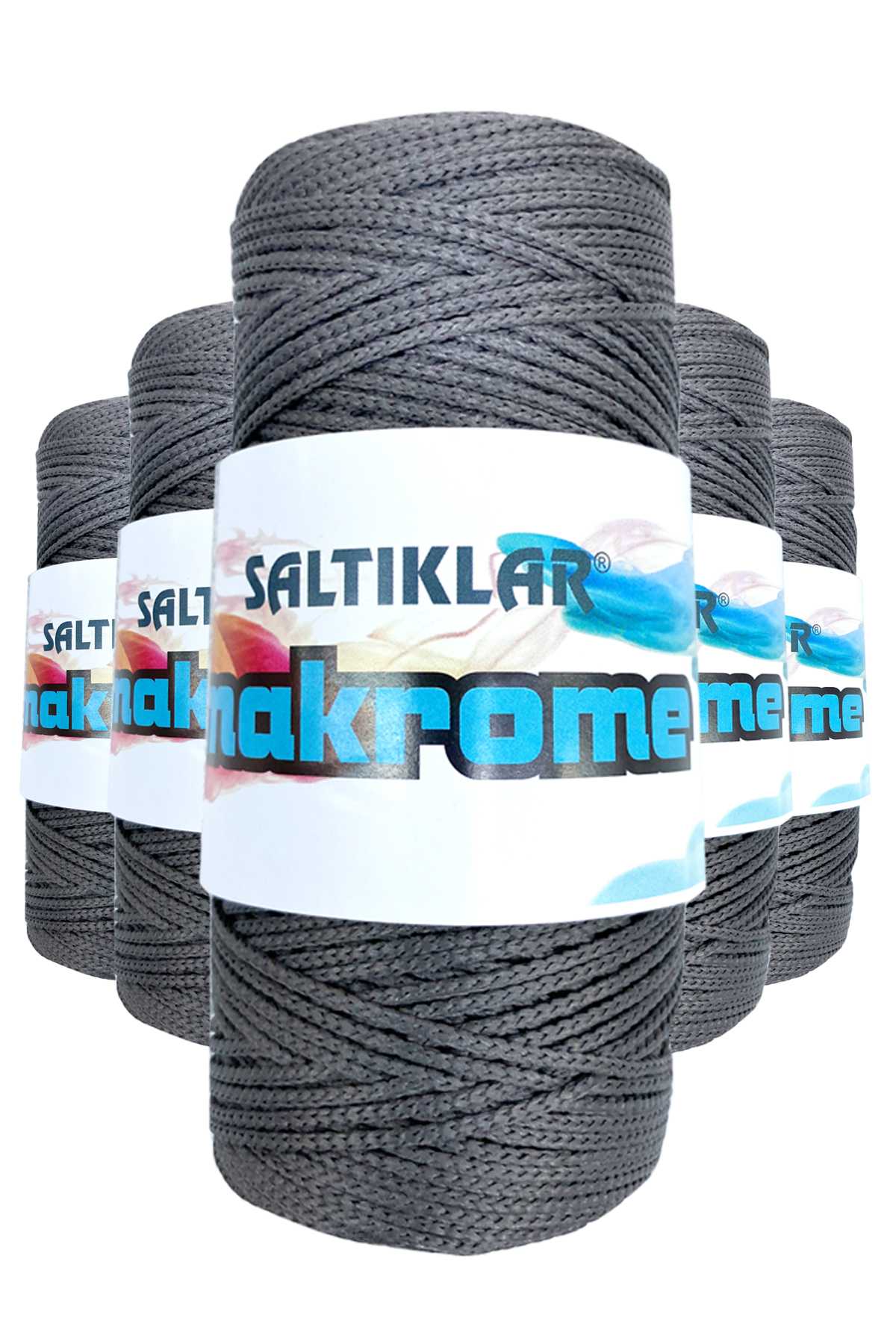 5 Adet Polyester Makrome İpi 420 Koyu Gri 100 gr - Lisinya