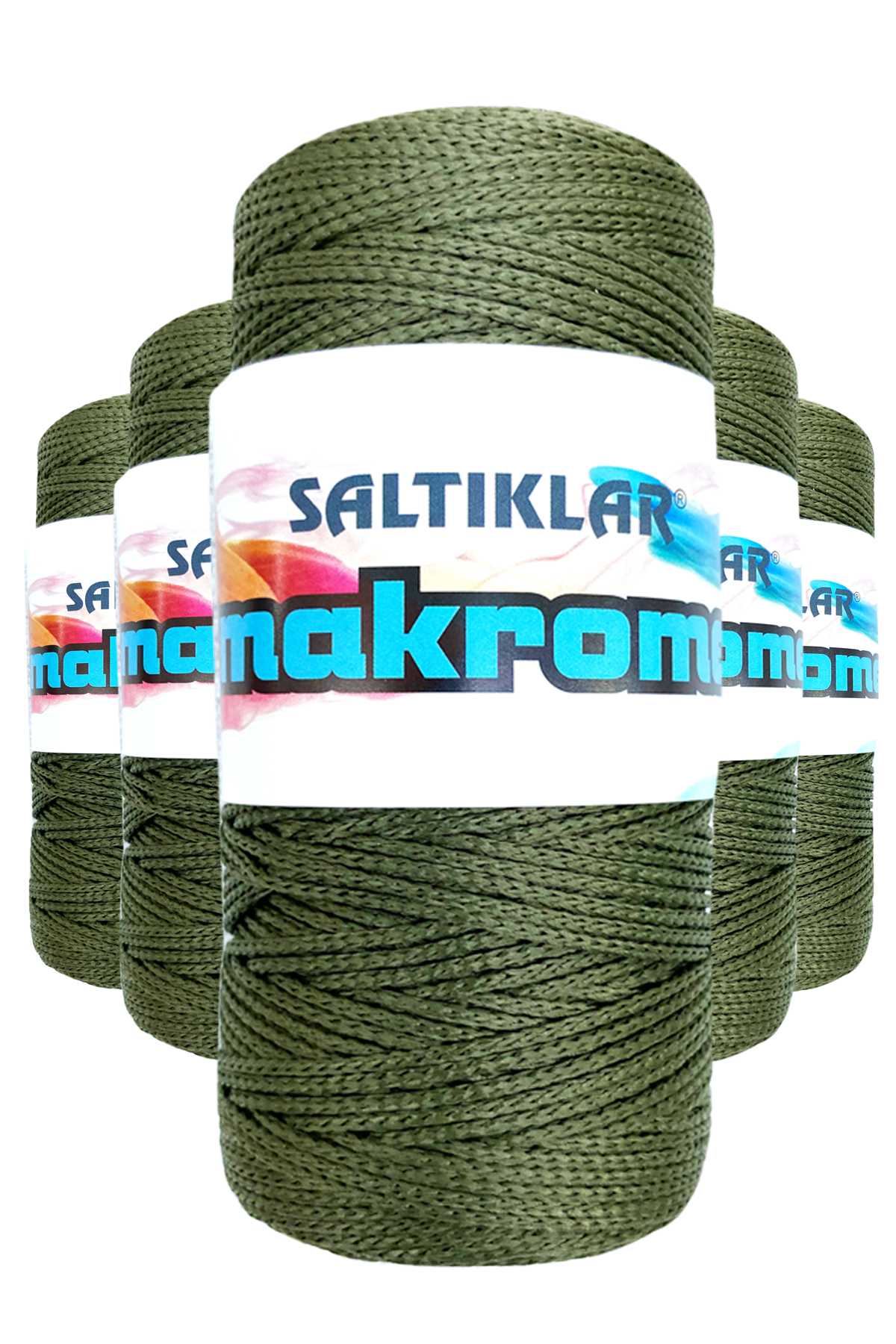 5 Adet Polyester Makrome İpi 2860 Haki Yeşil 100 gr - Lisinya