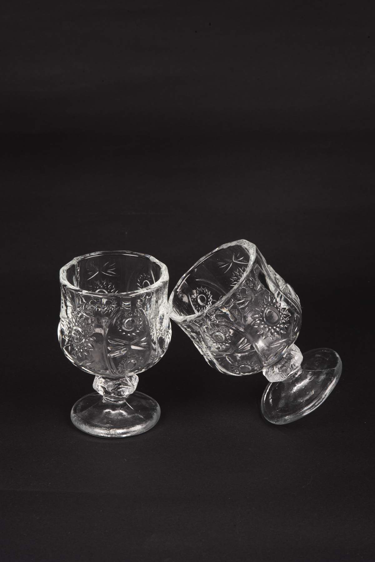 Ayaklı Kahve Yanı Bardağı Kristal Kesim Shot Bardak 7cm x 4 cm 6 Lı Set - Lisinya