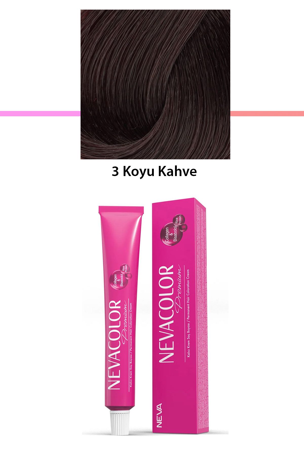 Premium 3 Koyu Kahve - Kalıcı Krem Saç Boyası 50 g Tüp - Lisinya