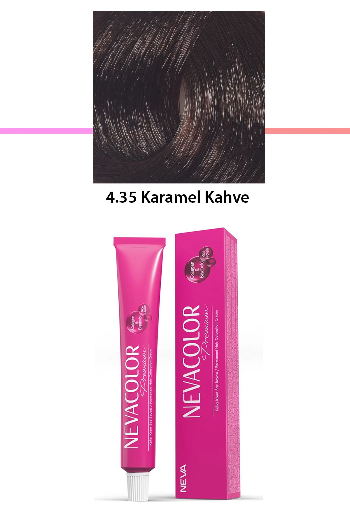 Premium 4.35 Karamel Kahve - Kalıcı Krem Saç Boyası 50 g Tüp - Lisinya