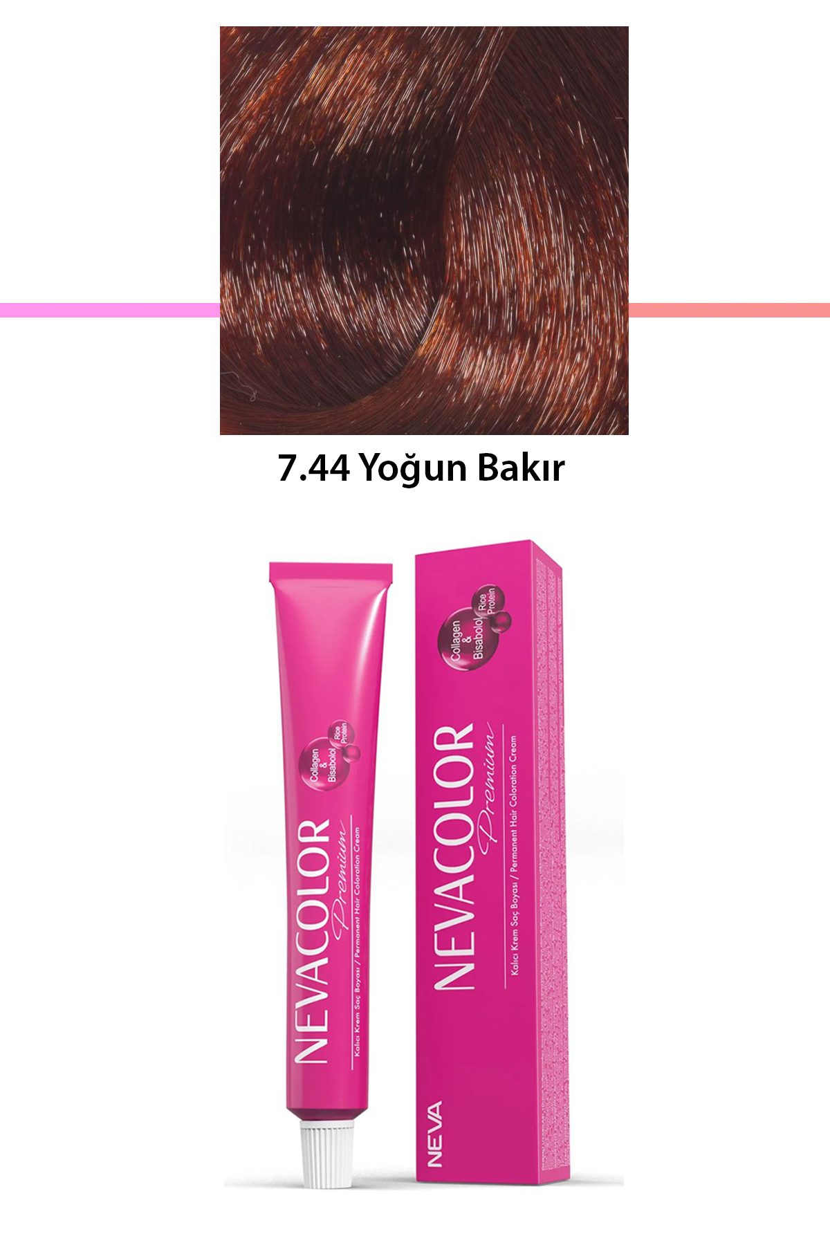 Premium 7.44 Yoğun Bakır - Kalıcı Krem Saç Boyası 50 g Tüp - Lisinya