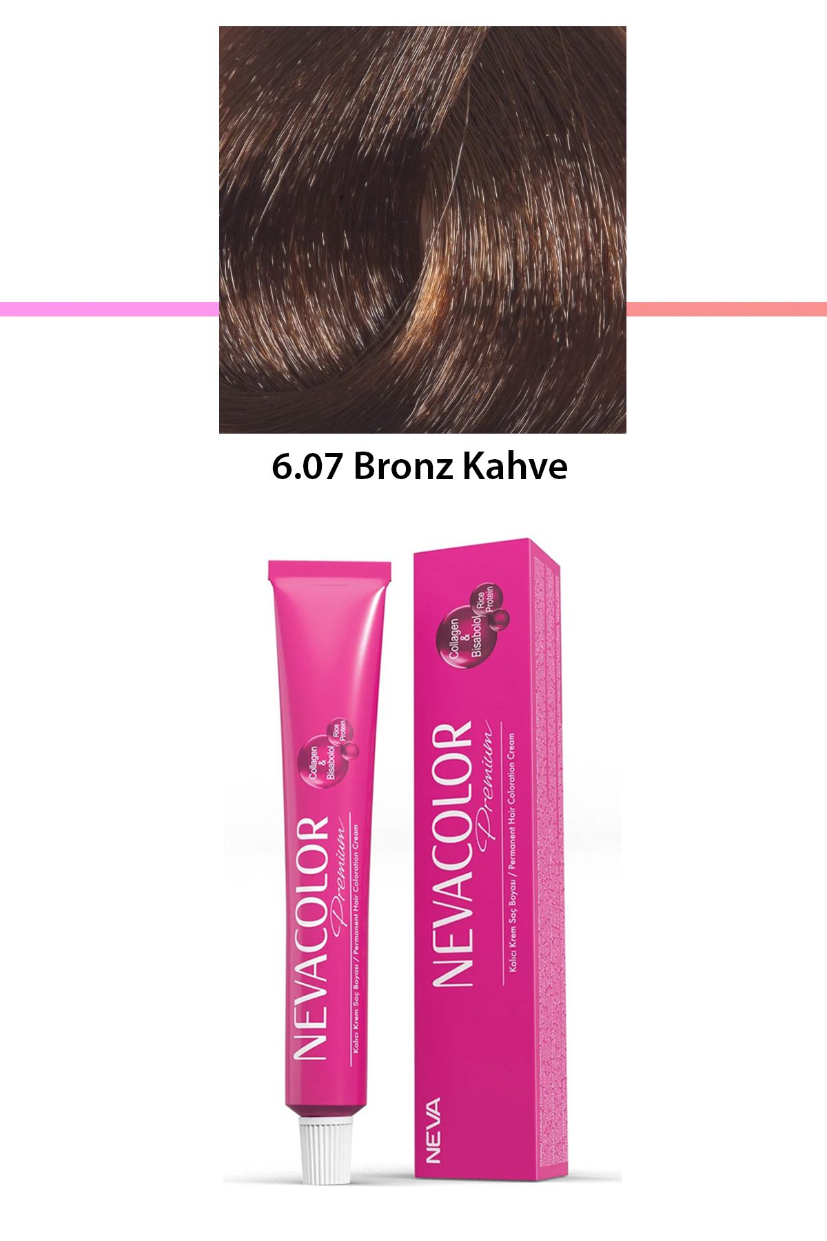 Premium 6.07 Bronz Kahve - Kalıcı Krem Saç Boyası 50 g Tüp - Lisinya