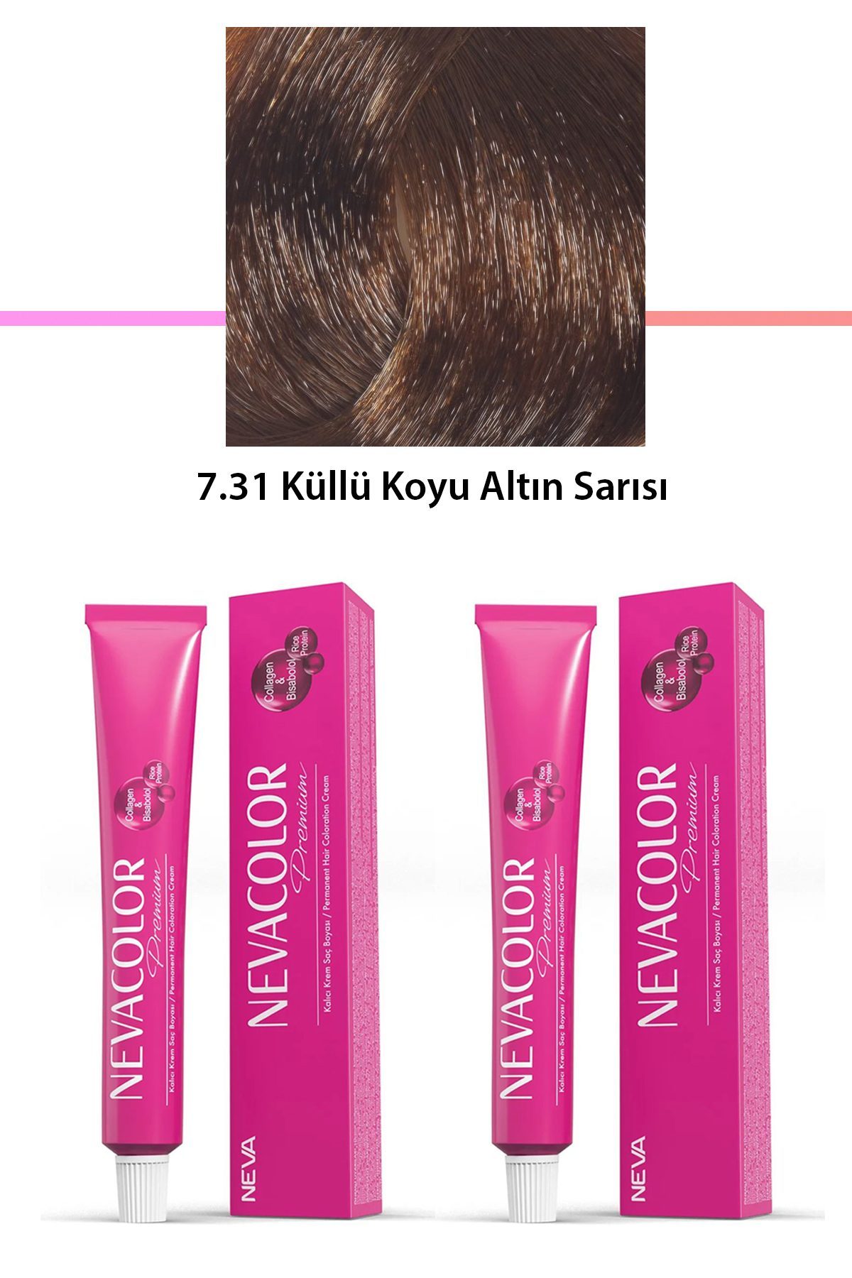 2 li Set Premium 7.31 Küllü Koyu Altın Sarısı - Kalıcı Krem Saç Boyası 2 X 50 g Tüp - Lisinya