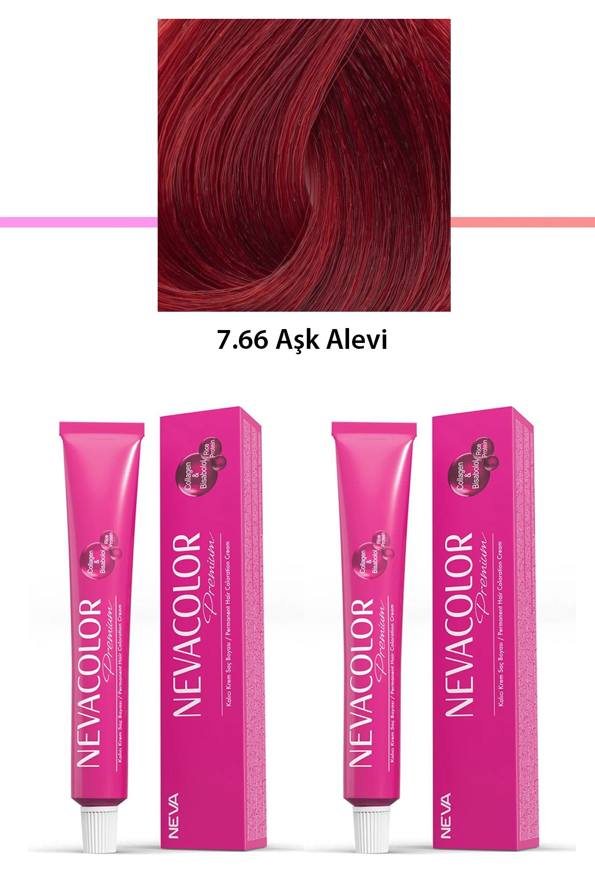 2 li Set Premium 7.66 Aşk Alevi - Kalıcı Krem Saç Boyası 2 X 50 g Tüp - Lisinya