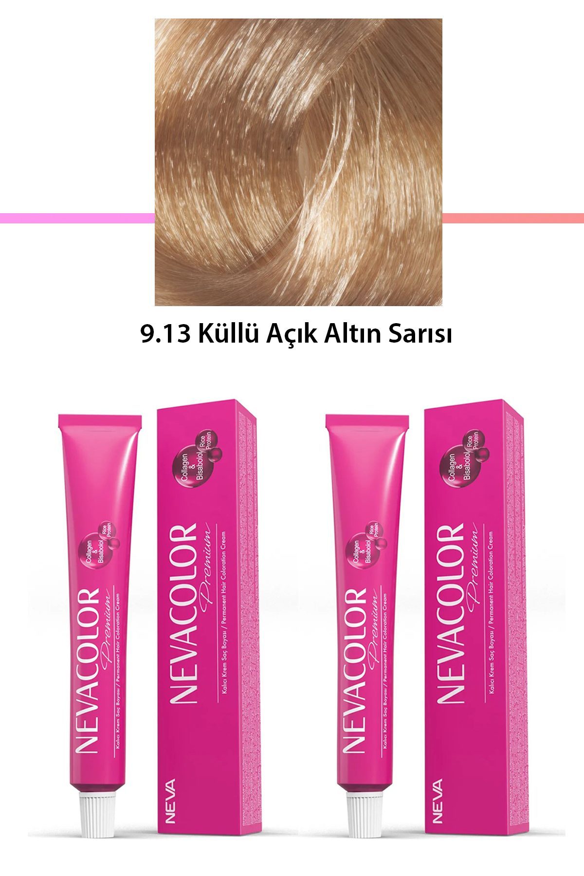 2 li Set Premium 9.13 Küllü Açık Altın Sarısı - Kalıcı Krem Saç Boyası 2 X 50 g Tüp - Lisinya