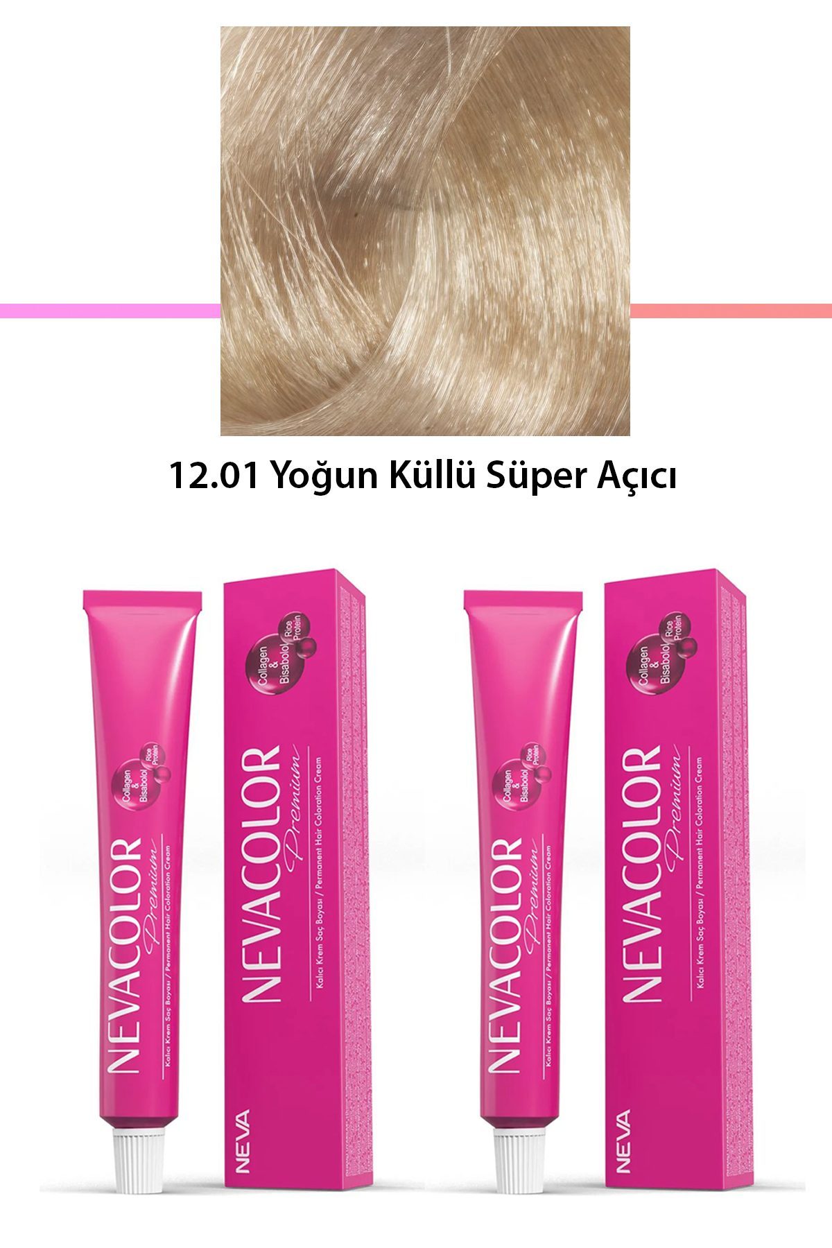 2 li Set Premium 12.01 Yoğun Küllü Süper Açıcı - Kalıcı Krem Saç Boyası 2 X 50 g Tüp - Lisinya