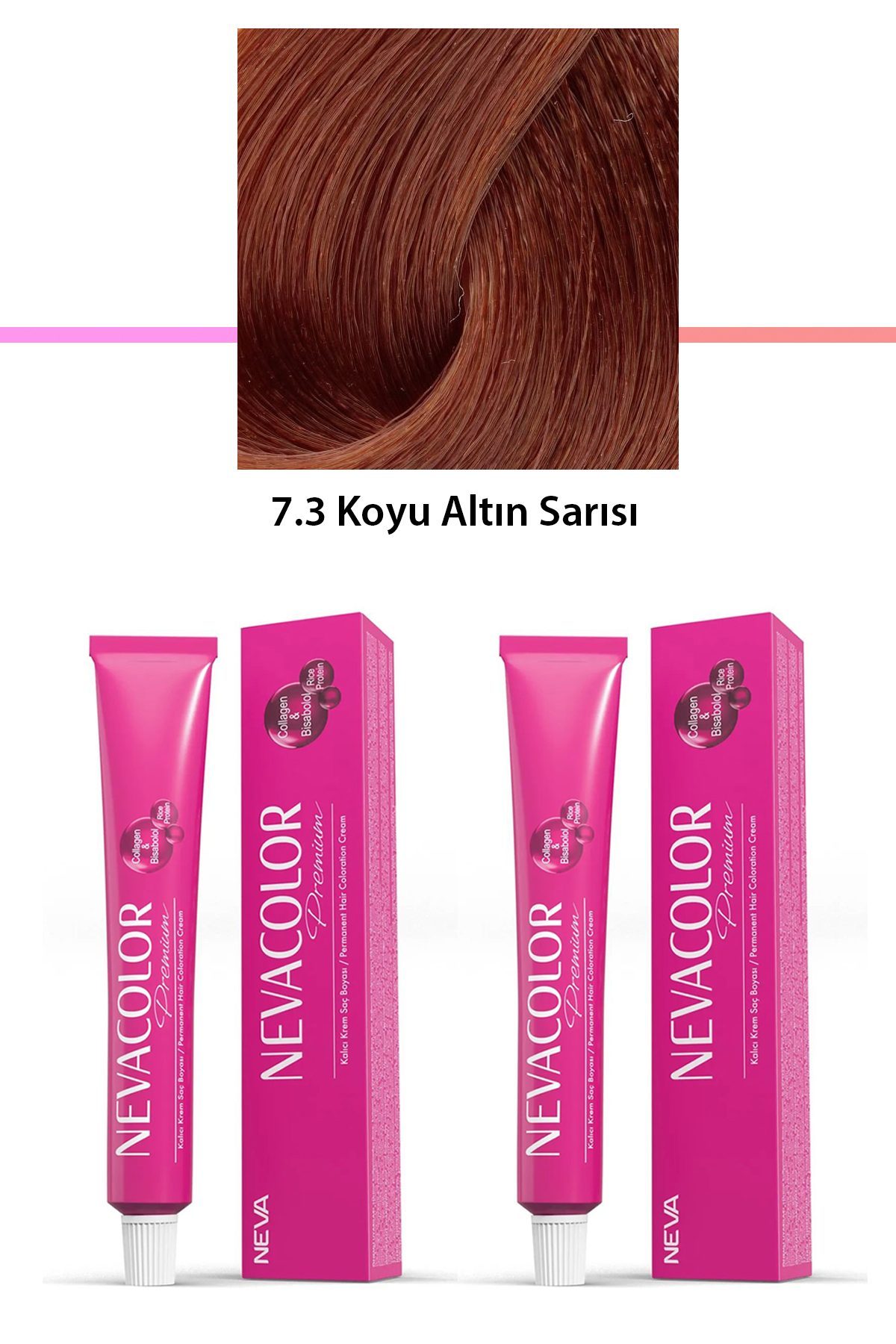 2 li Set Premium 7.3 Koyu Altın Sarısı - Kalıcı Krem Saç Boyası 2 X 50 g Tüp - Lisinya