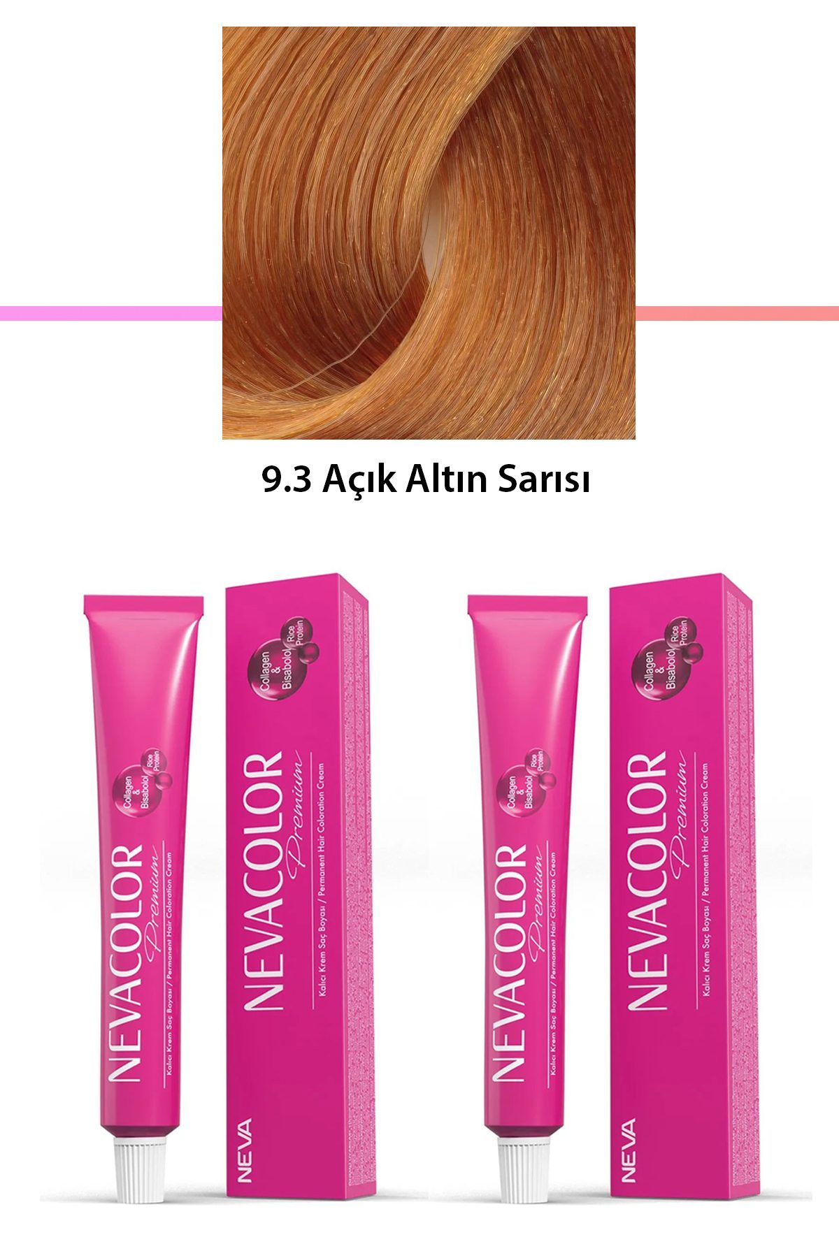 2 li Set Premium 9.3 Açık Altın Sarısı - Kalıcı Krem Saç Boyası 2 X 50 g Tüp - Lisinya