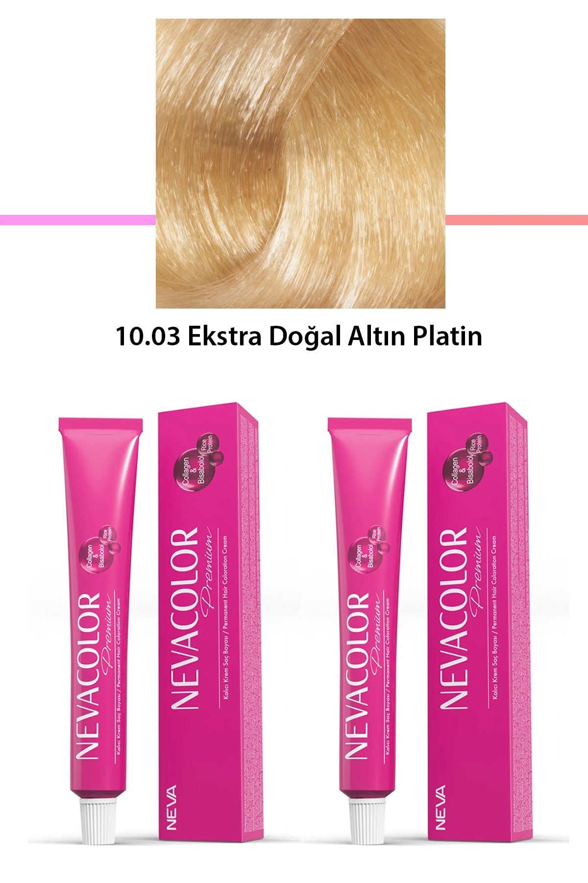 2 li Set Premium 10.03 Ekstra Doğal Altın Platin - Kalıcı Krem Saç Boyası 2 X 50 g Tüp - Lisinya