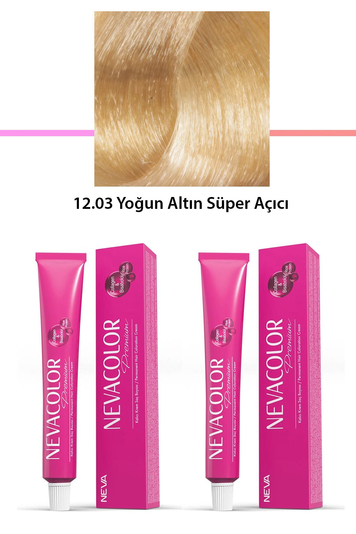 2 li Set Premium 12.03 Yoğun Altın Süper Açıcı - Kalıcı Krem Saç Boyası 2 X 50 g Tüp - Lisinya