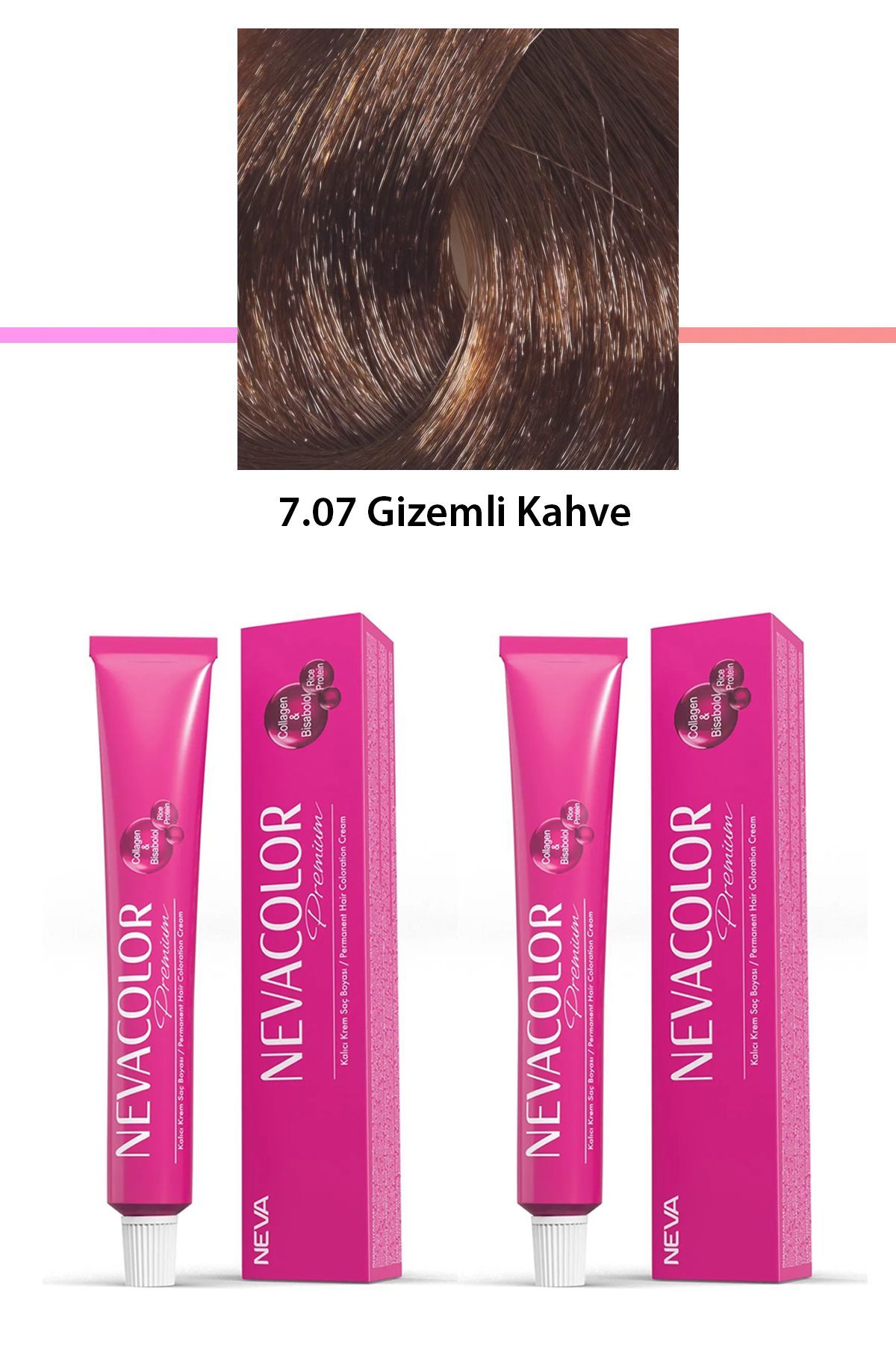 2 li Set Premium 7.07 Gizemli Kahve - Kalıcı Krem Saç Boyası 2 X 50 g Tüp - Lisinya