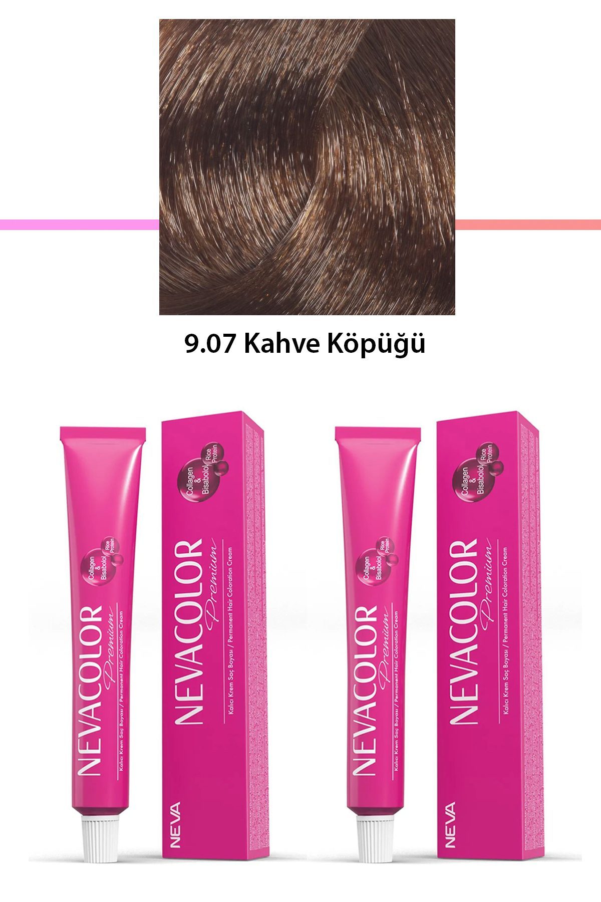 2 li Set Premium 9.07 Kahve Köpüğü - Kalıcı Krem Saç Boyası 2 X 50 g Tüp - Lisinya