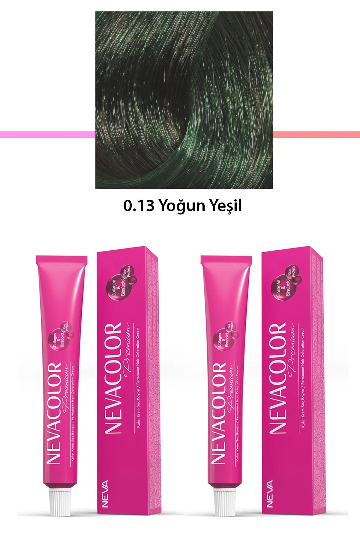 2 li Set Premium 0.13 Yoğun Yeşil - Kalıcı Krem Saç Boyası 2 X 50 g Tüp - Lisinya