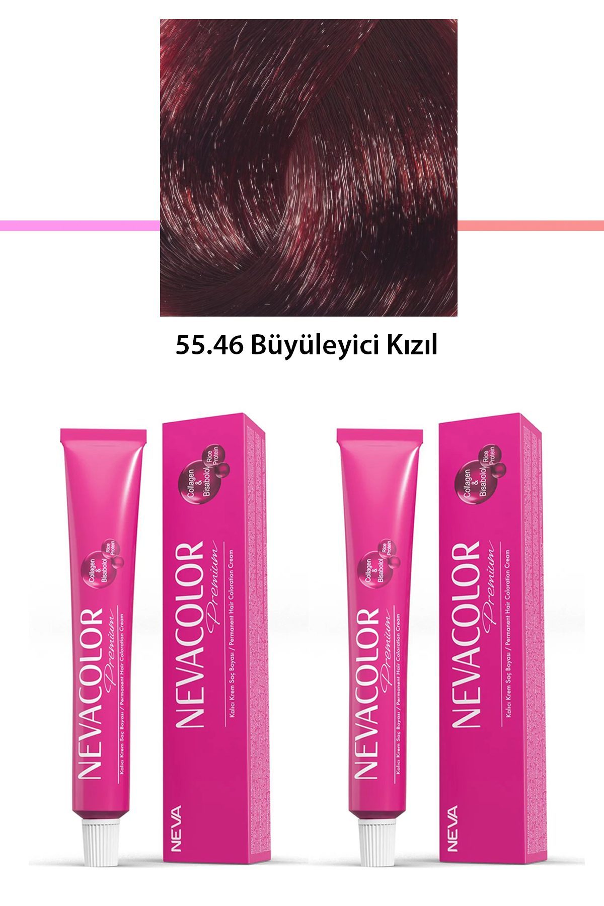 2 li Set Premium 55.46 Büyüleyici Kızıl - Kalıcı Krem Saç Boyası 2 X 50 g Tüp - Lisinya