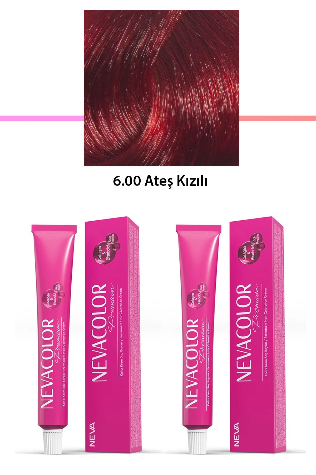 2 li Set Premium 6.00 Ateş Kızılı - Kalıcı Krem Saç Boyası 2 X 50 g Tüp - Lisinya