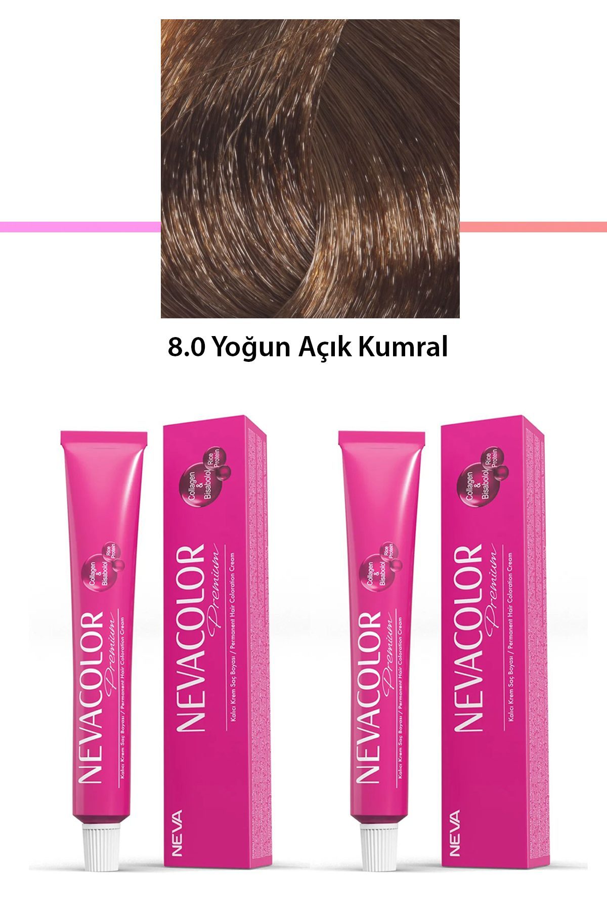 2 li Set Premium 8.0 Yoğun Açık Kumral - Kalıcı Krem Saç Boyası 2 X 50 g Tüp - Lisinya