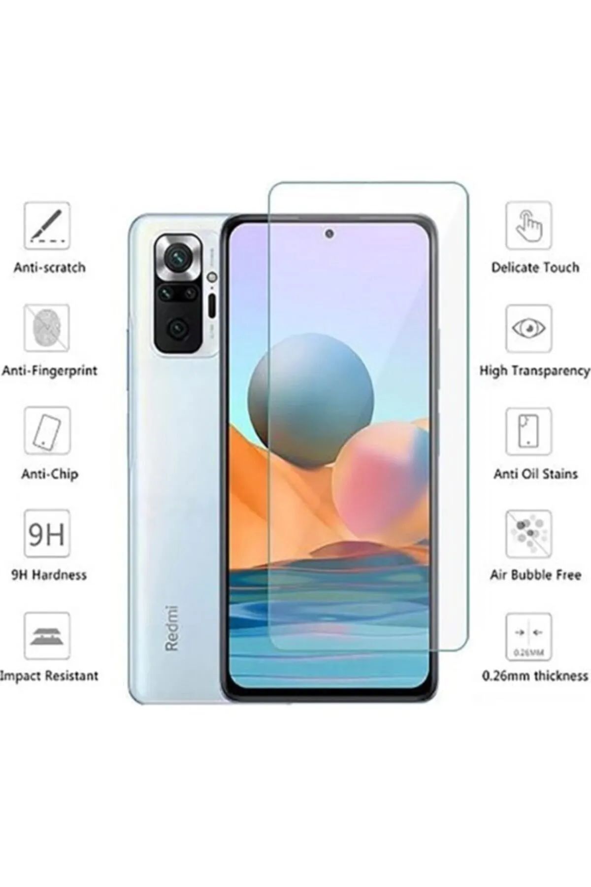 Xiaomi Redmi Note 10 Uyumlu Premium Ekran Koruyucu 9h Sert Temperli Kırılmaz Cam Koruma Şeffaf - Lisinya