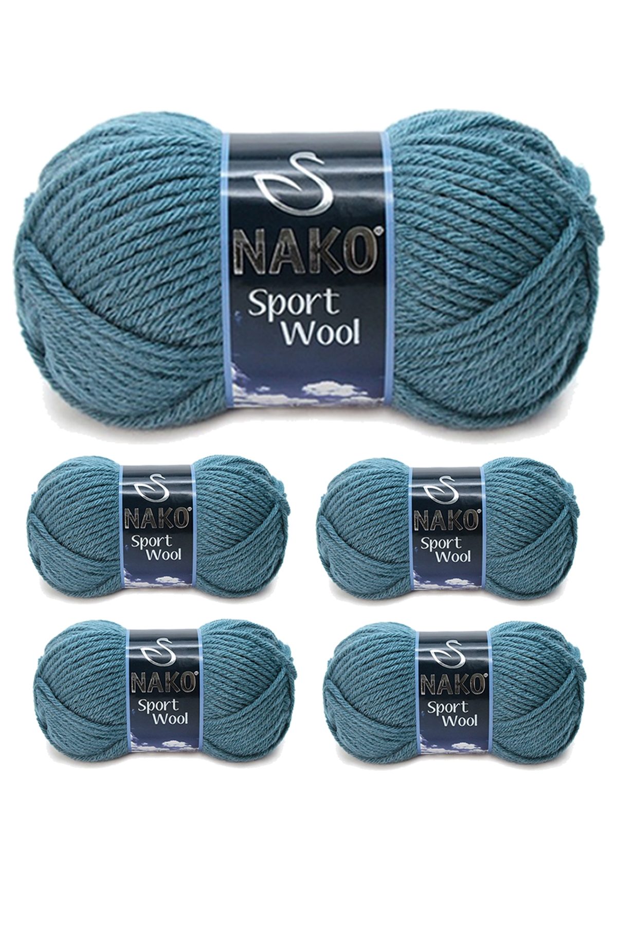 5 Adet Sport Wool Atkı Bere Ceket Yelek Örgü İpi Yünü No: 185 Fırtına - Lisinya