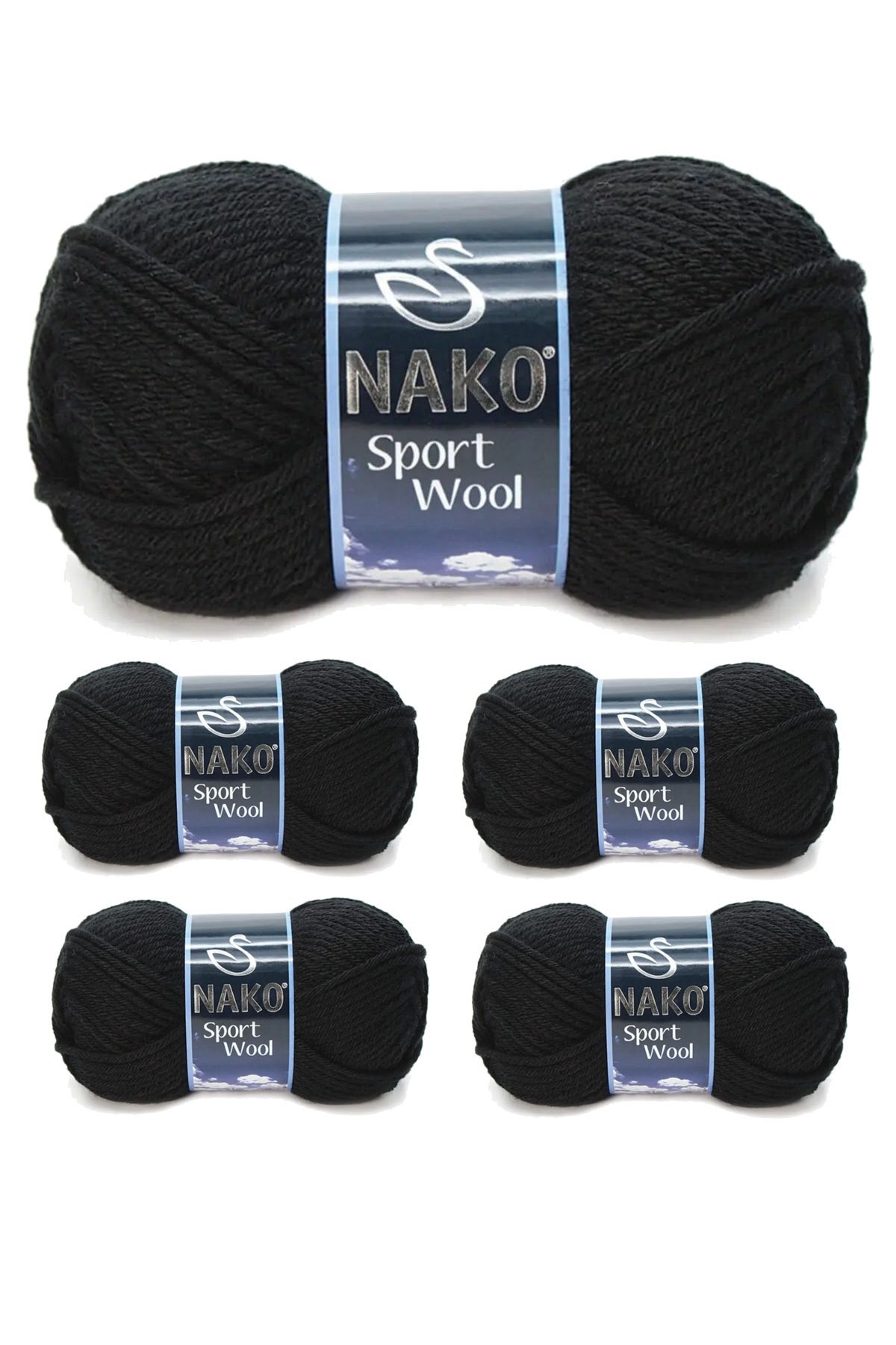 5 Adet Sport Wool Atkı Bere Ceket Yelek Örgü İpi Yünü No: 217 Siyah - Lisinya