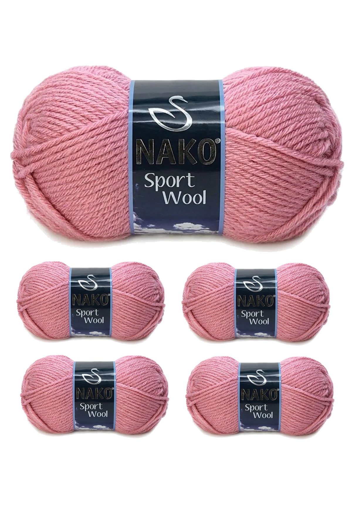 5 Adet Sport Wool Atkı Bere Ceket Yelek Örgü İpi Yünü No: 2276 Gül - Lisinya