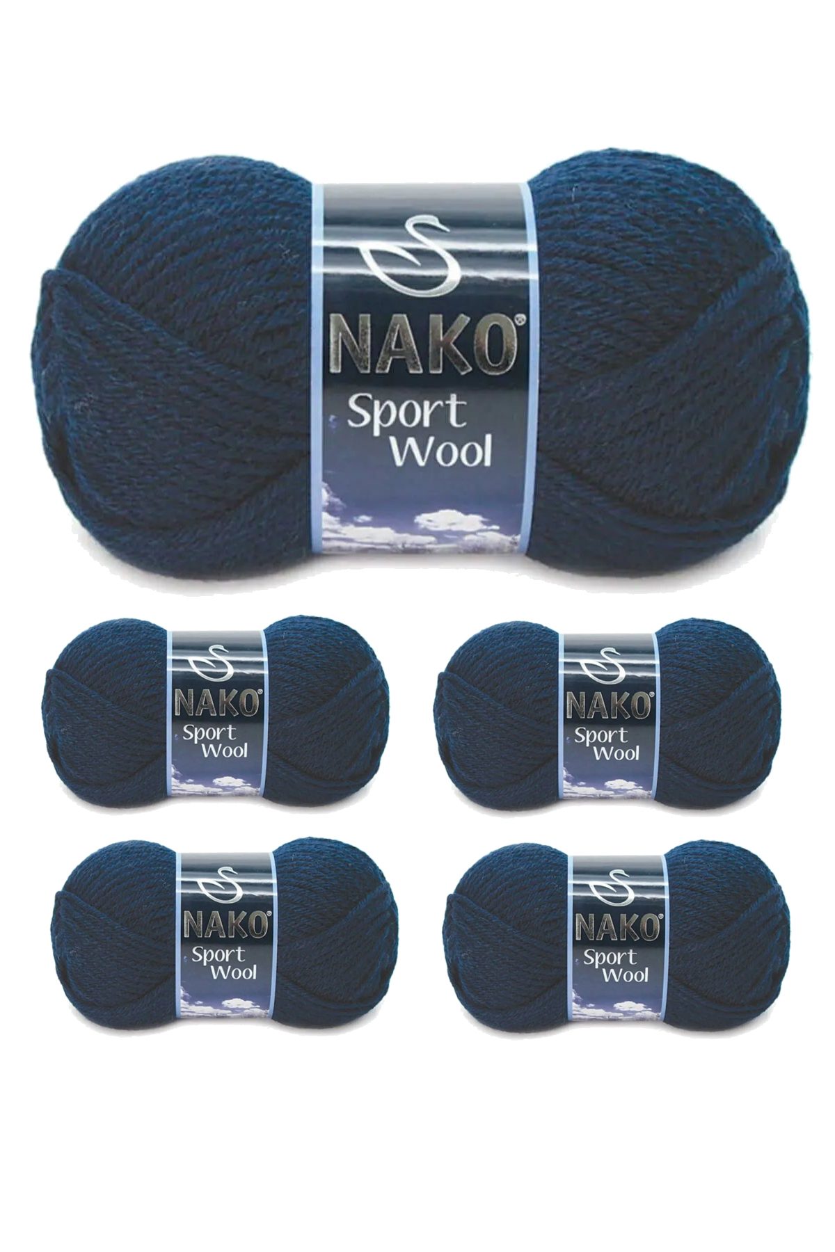 5 Adet Sport Wool Atkı Bere Ceket Yelek Örgü İpi Yünü No: 3088 Lacivert - Lisinya