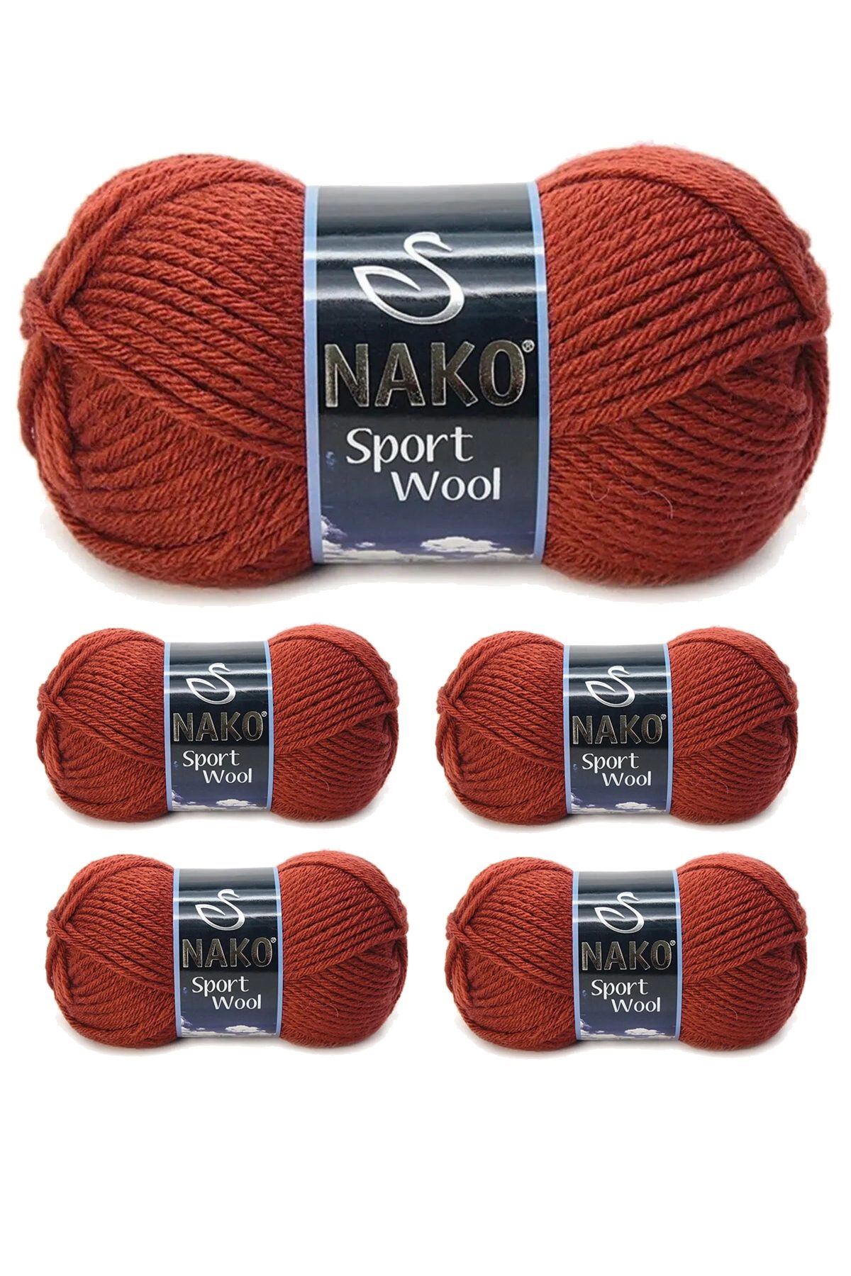 5 Adet Sport Wool Atkı Bere Ceket Yelek Örgü İpi Yünü No: 4409 Kiremit - Lisinya