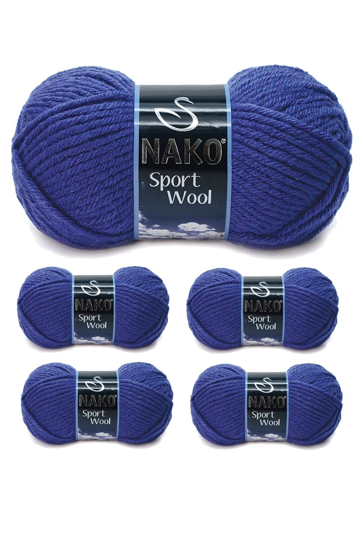 5 Adet Sport Wool Atkı Bere Ceket Yelek Örgü İpi Yünü No: 10472 Saks - Lisinya