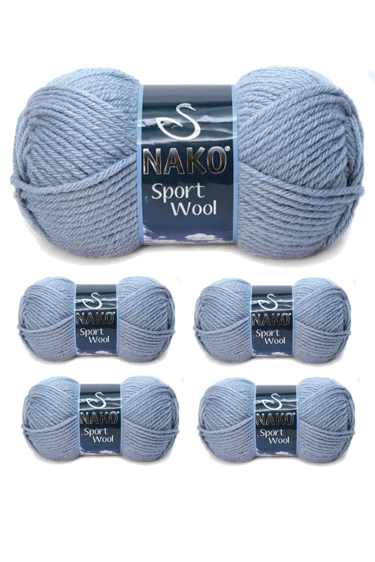 5 Adet Sport Wool Atkı Bere Ceket Yelek Örgü İpi Yünü No: 11223 Denim Melanj - Lisinya