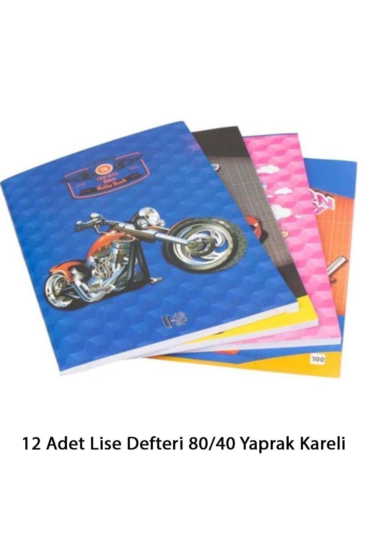 12 Adet Lise Defteri 80/40 Yaprak Kareli - Lisinya