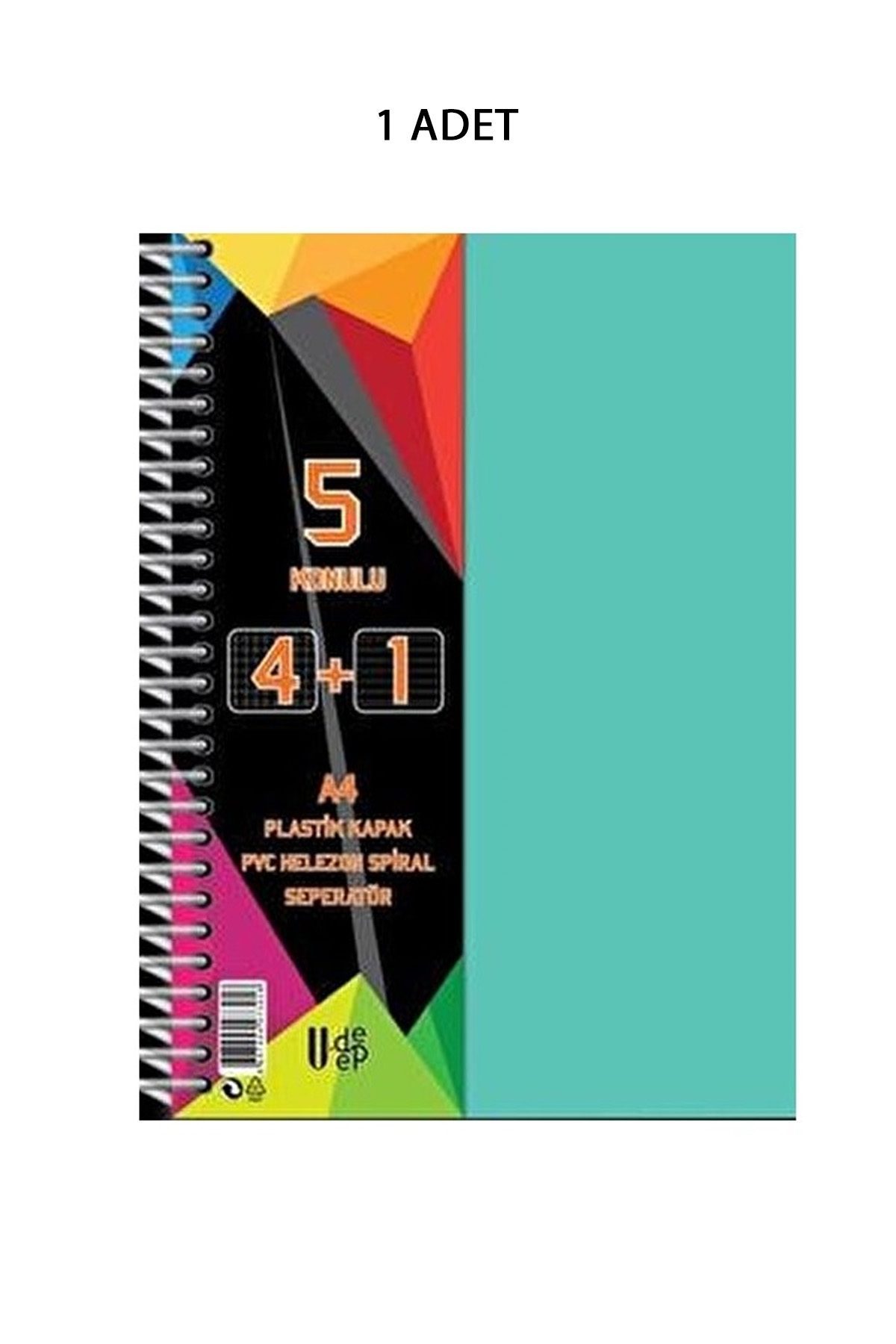 Spiralli PP Kapak 4+1 125  Yaprak Ayraçlı Defter - Lisinya