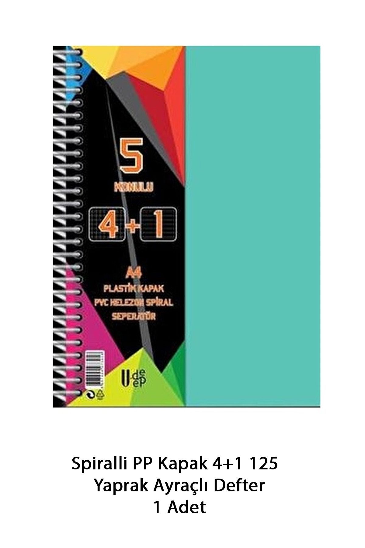 Spiralli PP Kapak 4+1 125  Yaprak Ayraçlı Defter - Lisinya