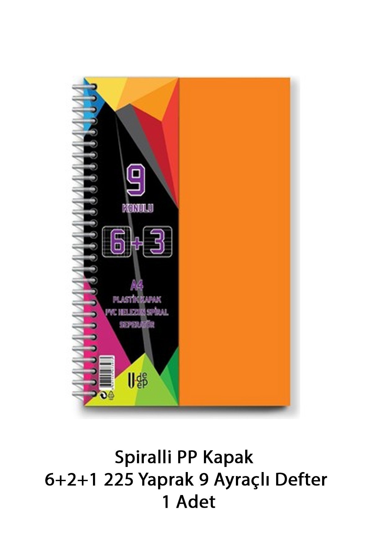 Spiralli PP Kapak 6+2+1 225 Yaprak 9 Ayraçlı Defter - Lisinya