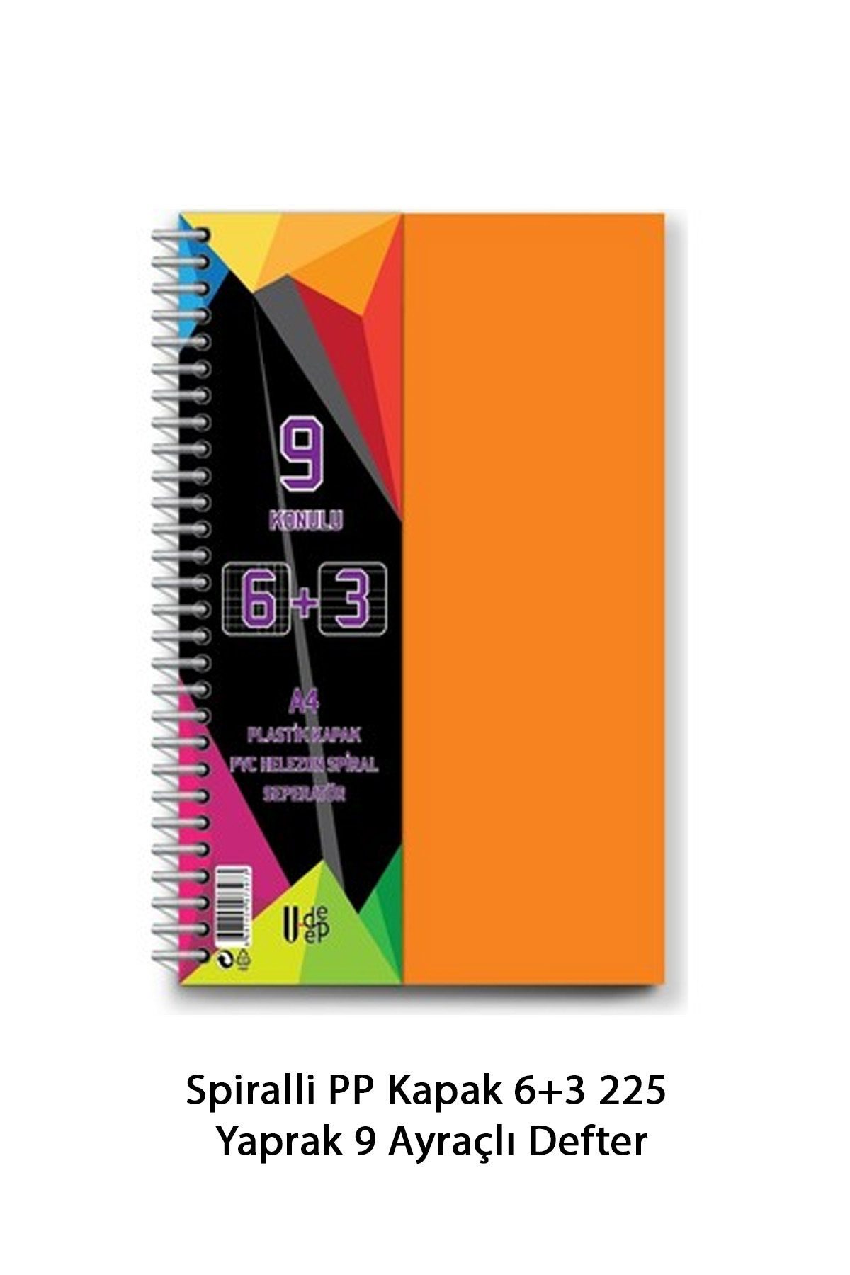 Spiralli PP Kapak 6+3 225 Yaprak 9 Ayraçlı Defter - Lisinya