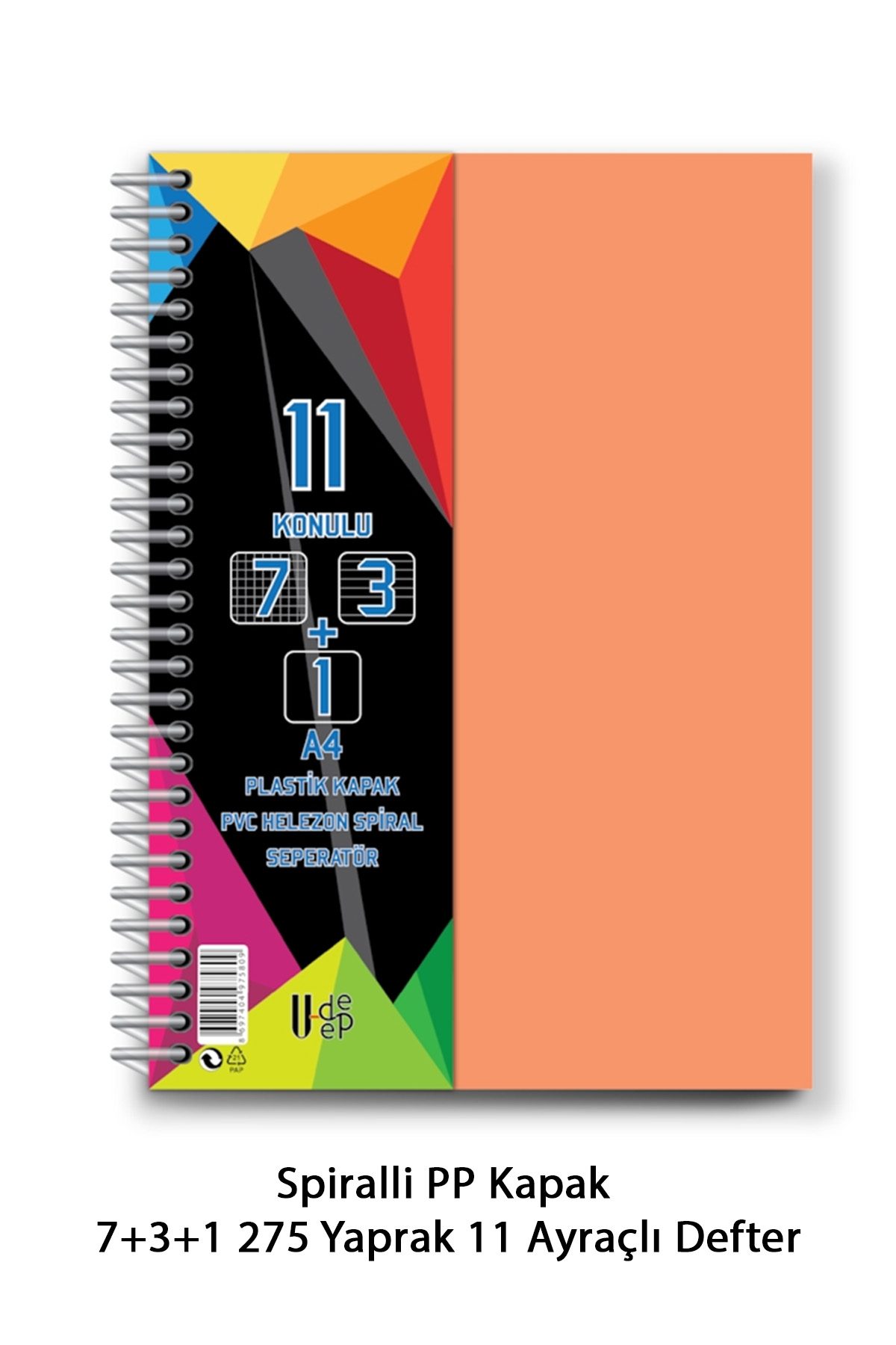 Spiralli PP Kapak 7+3+1 275 Yaprak 11 Ayraçlı Defter - Lisinya