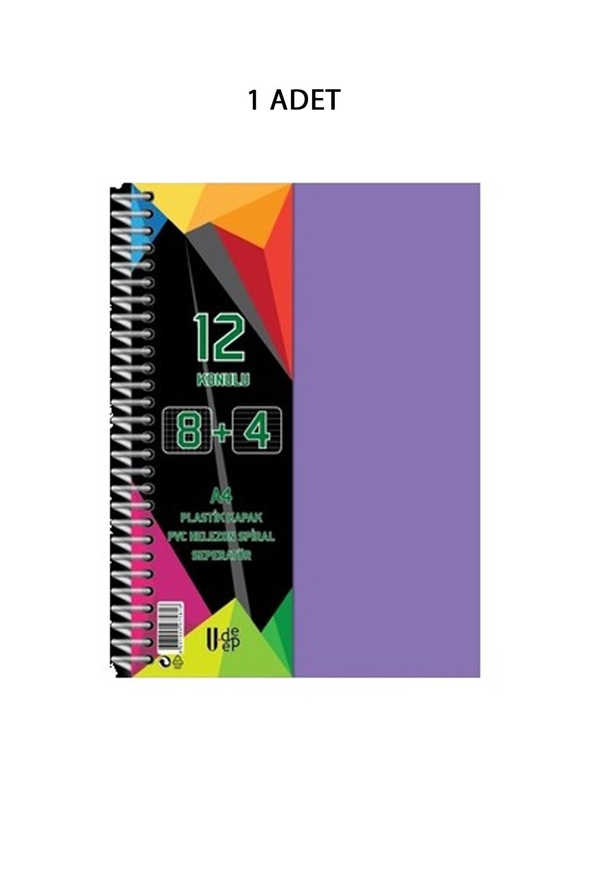 Spiralli PP Kapak 8+4 300 Yaprak 12 Ayraçlı Defter - Lisinya