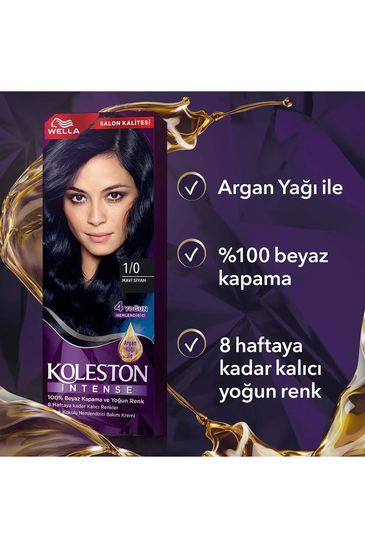 Koleston Intense Saç Boyası 1/0 Mavi Siyah - Salon Kalitesi - Lisinya