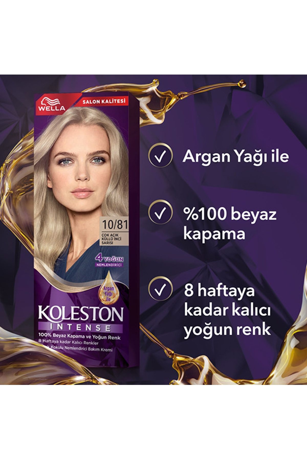 Koleston Intense Saç Boyası 10/81 Çok Açık Küllü İnci Sarısı - Salon Kalitesi - Lisinya