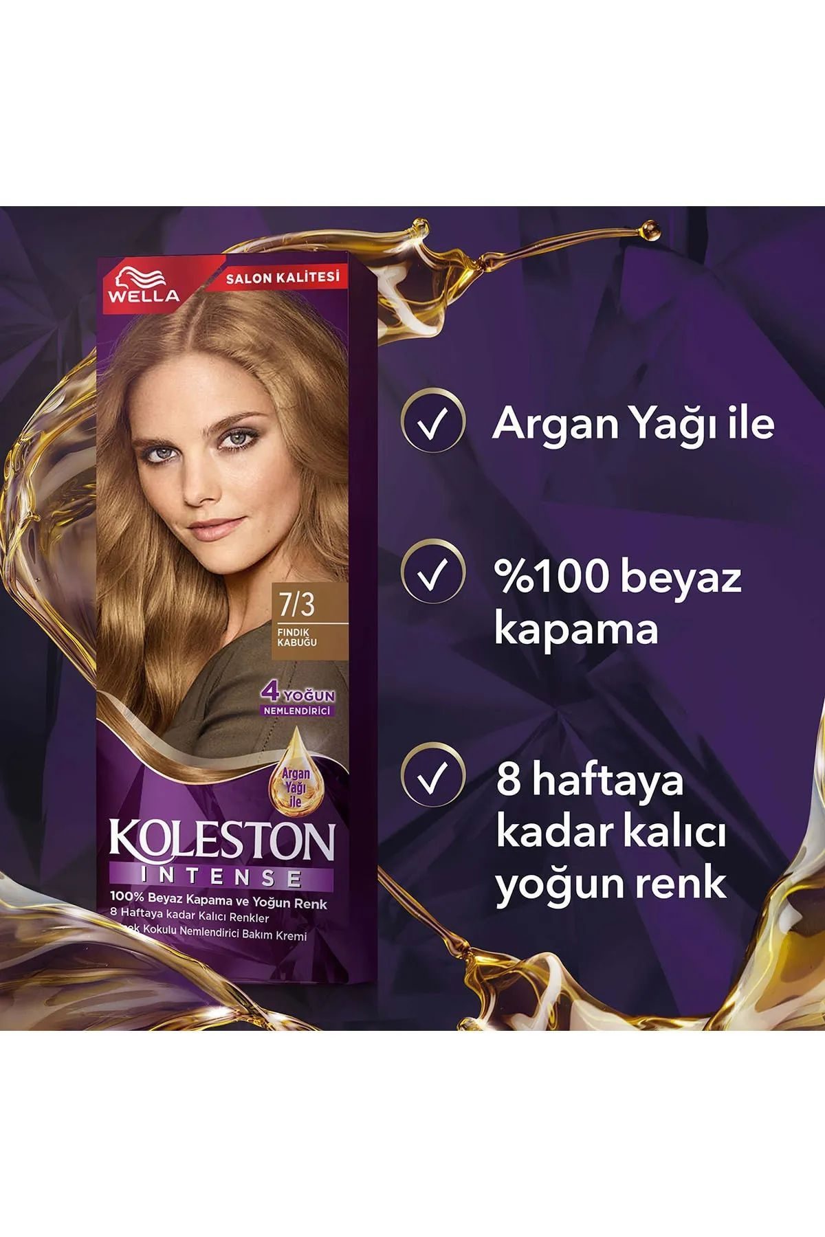 Koleston Intense Saç Boyası 7/3 Fındık Kabuğu - Salon Kalitesi - Lisinya