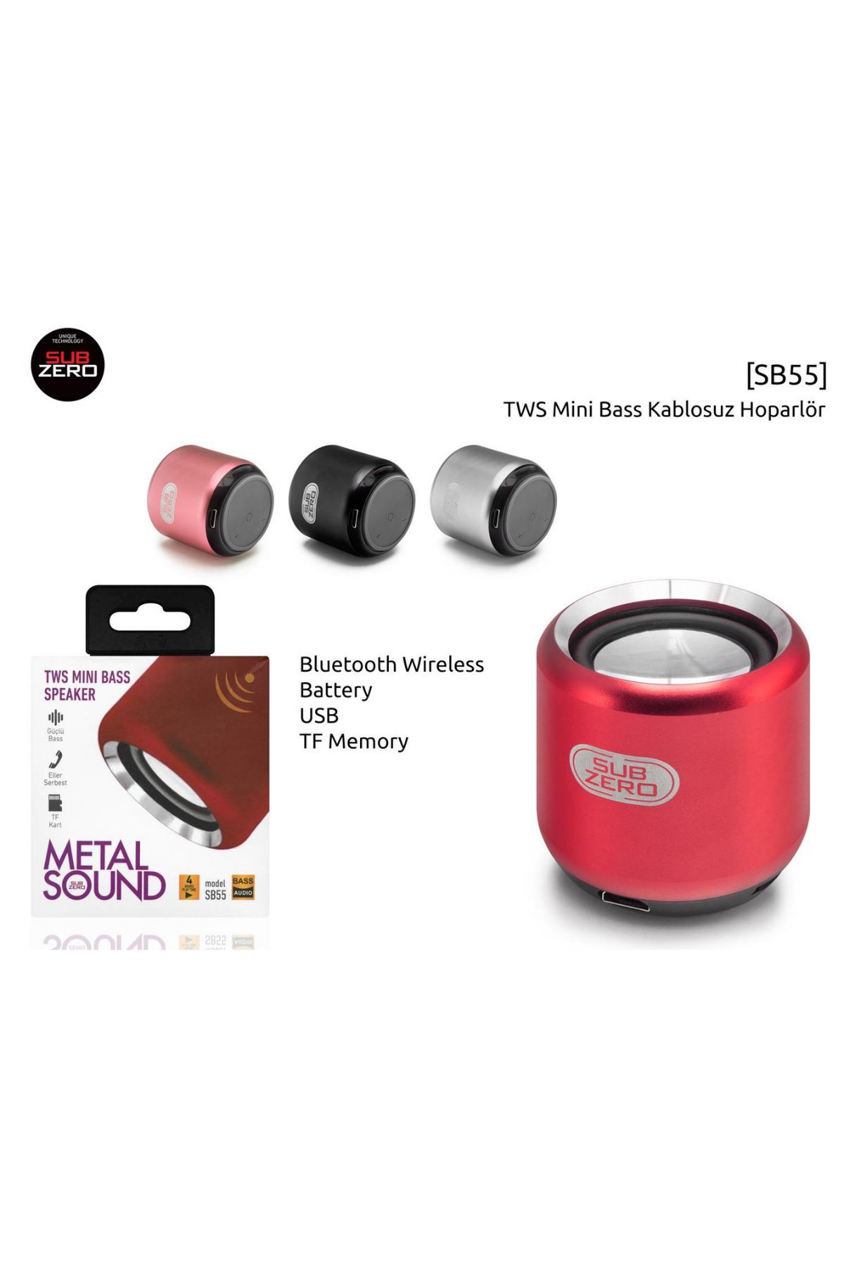 Mini Bass Speaker Bluetooth Güçlü Bas TF kart Uyumlu - Lisinya